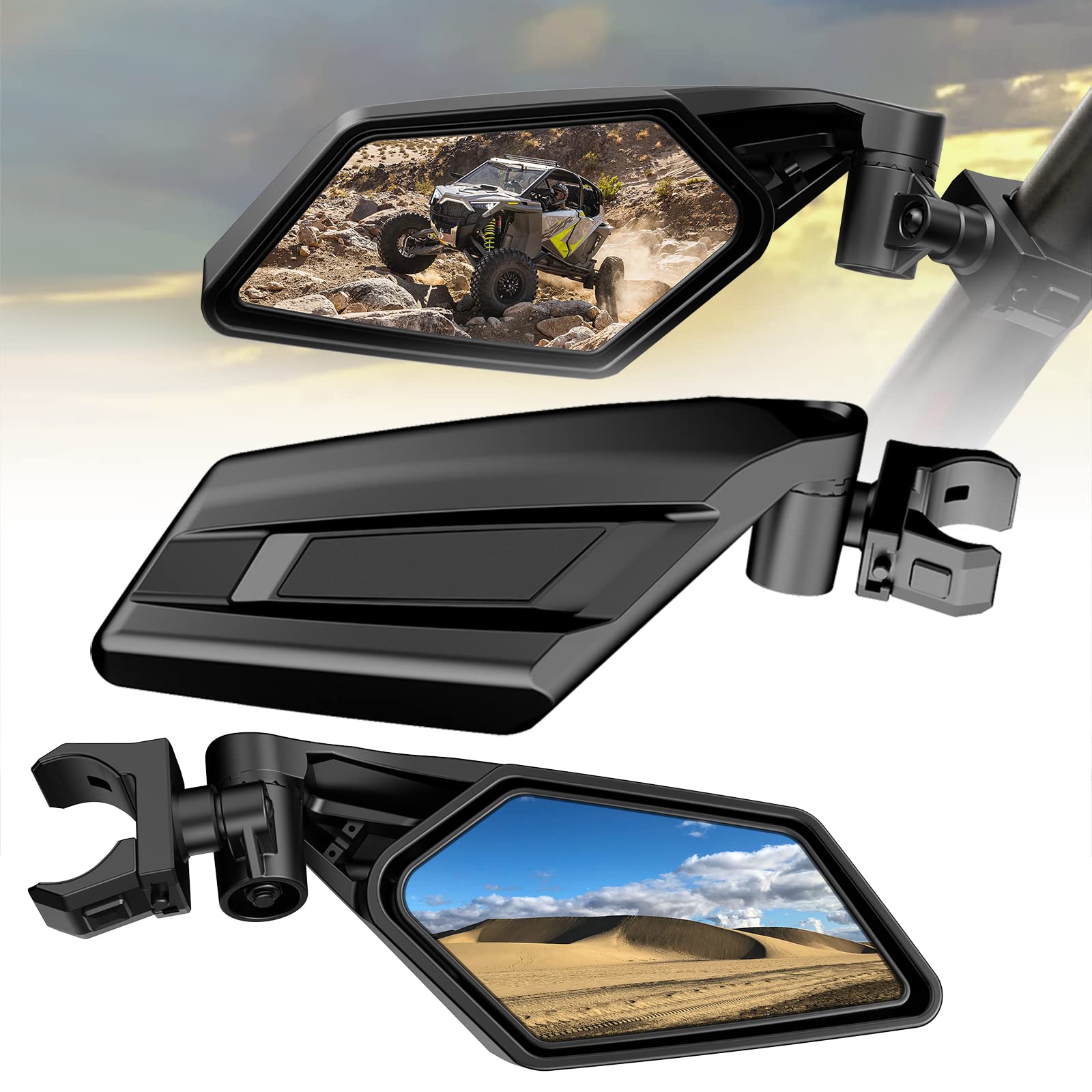 Esploratori UTV Side Mirrors for 1.5''-2'' Roll Bar SXS RZR Side Mirrors with Adjustable Mirror Compatible with Polaris RZR 1000