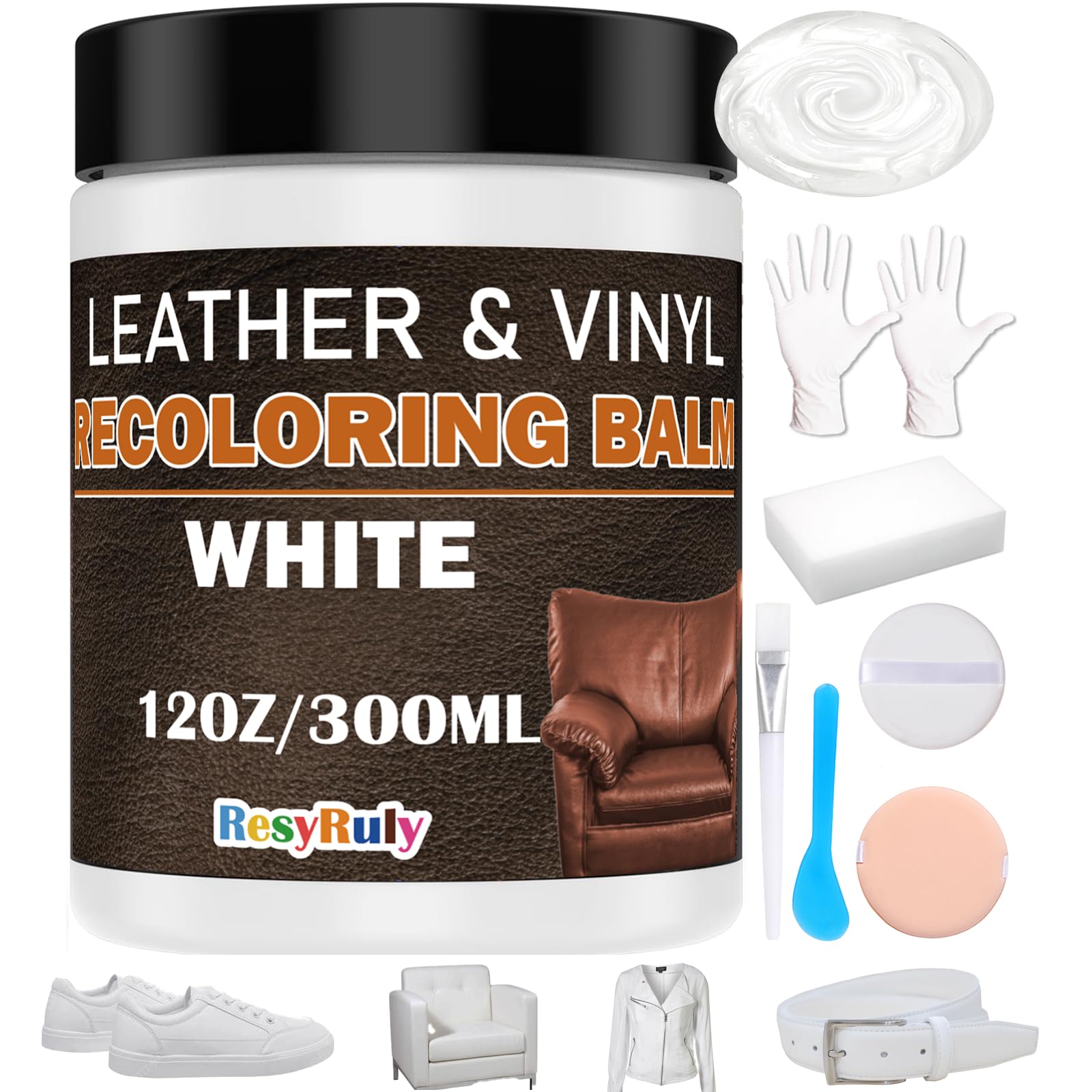 White Leather Repair Kit White Leather Dye Vinyl Paint Cream Purse Boat Seat Scratch Remover Couch Chair Car Interior Color Rest