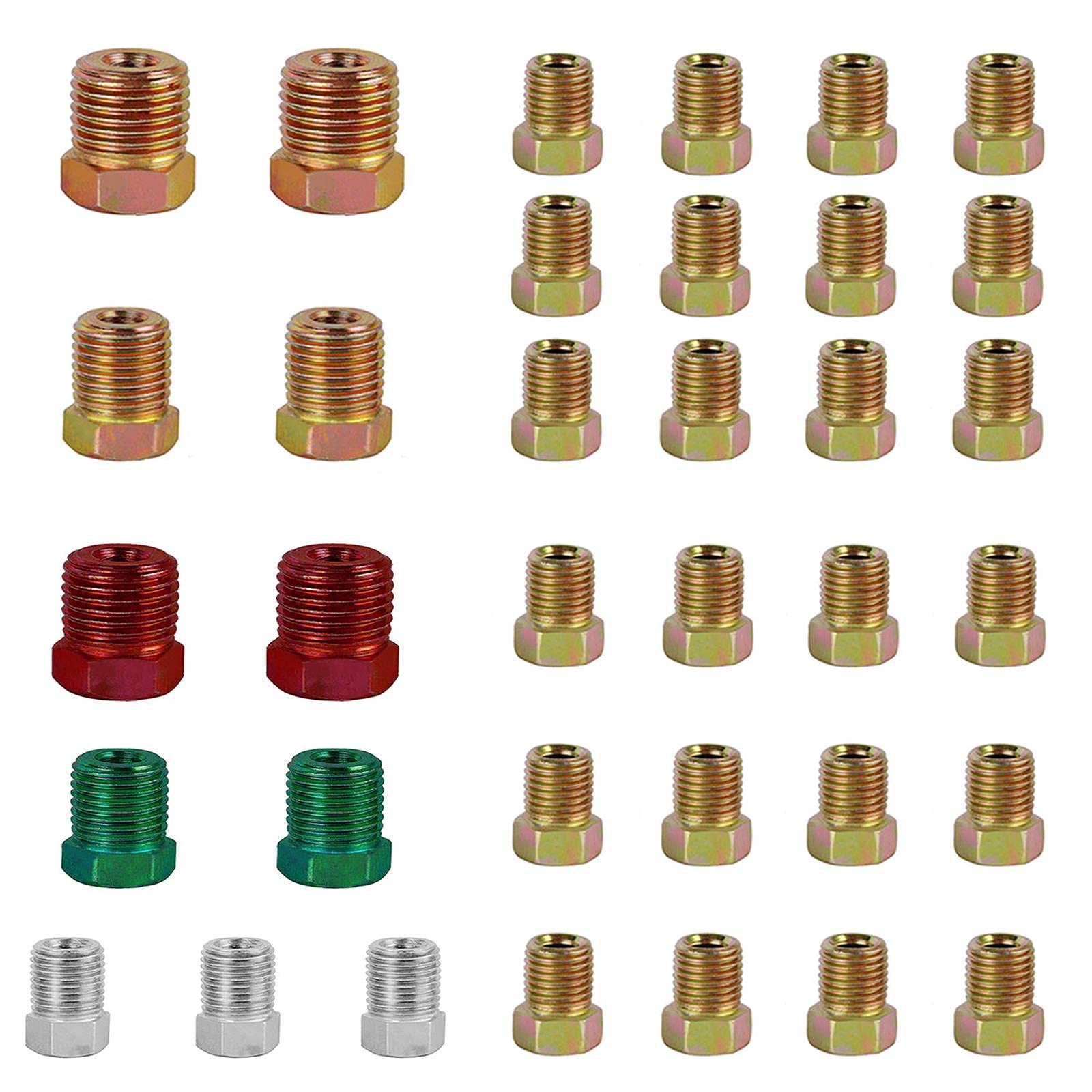 MuHize Upgraded Brake Line Fittings, Inverted Flares on 3/16 and 1/4 Tube SAE Brake Line Fitting Kit on 3/16'' (19 Fittings) and