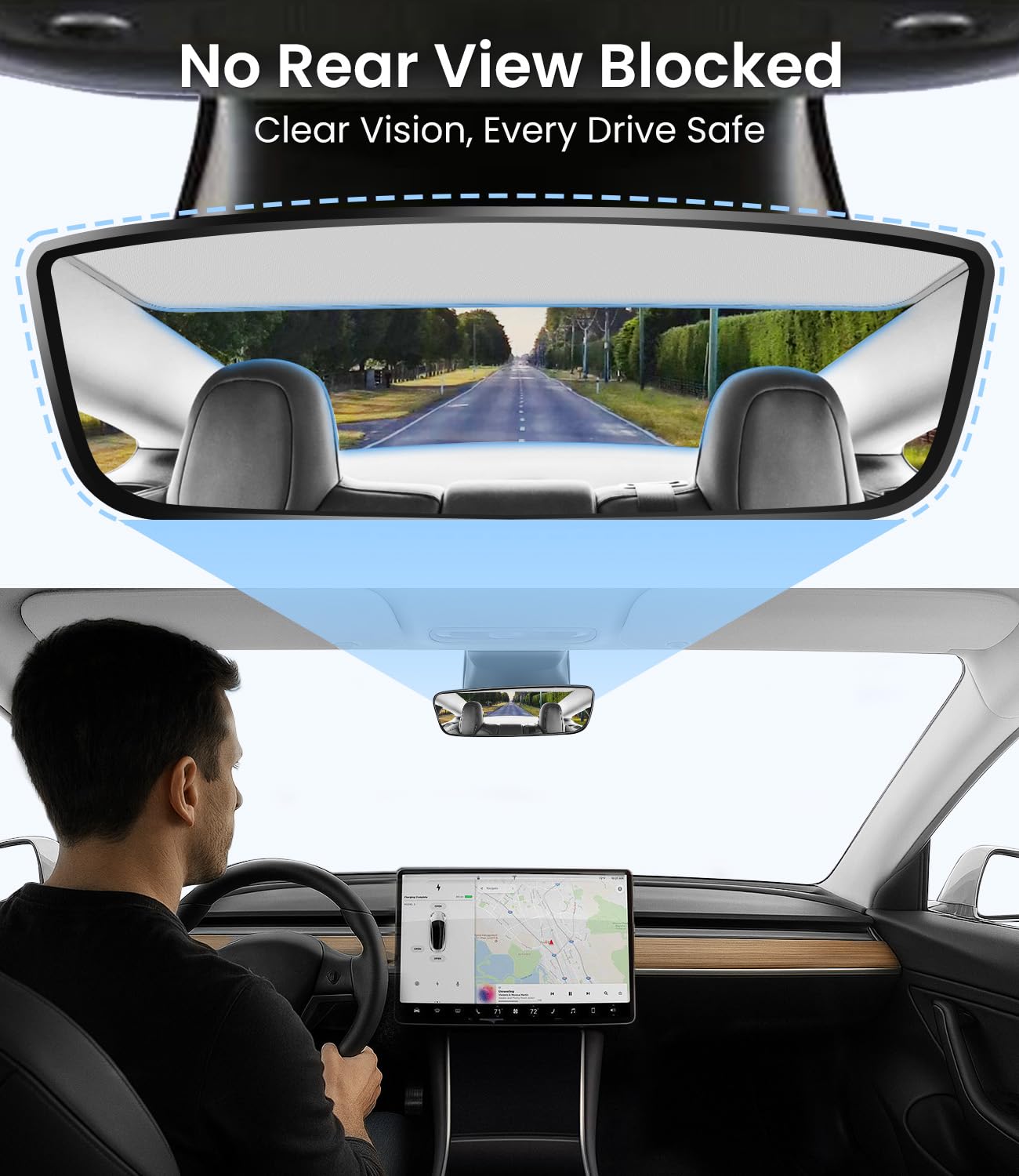 Zanch 2025 Upgrade Original Sunshade Roof For Tesla Model 3 [No Gaps, No-Sag] Heat Insulation Foldable Roof Glass Sun Shade For