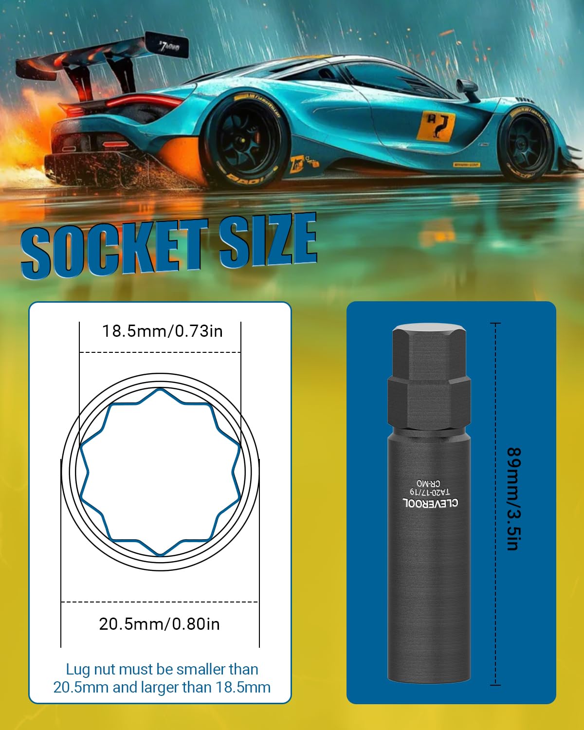 CLEVEROOL 10 Spline Lug Nut Socket, Compatible with Bimecc 10-Spline Lug Nuts and Lug Bolts, Replacement for TA20-17/19, 10-Spli