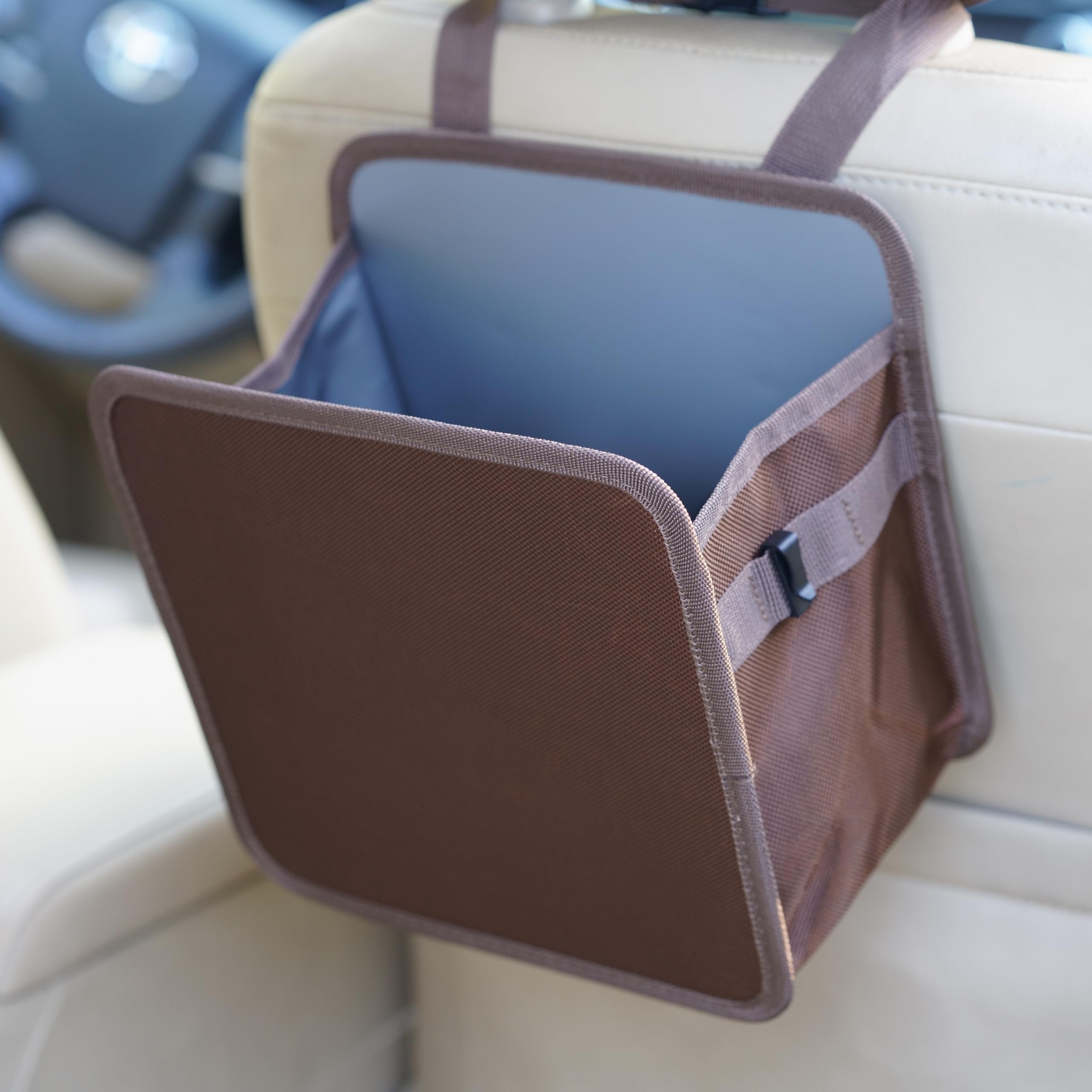 Ginsco Foldable Car Trash Can 2 Gallons, Hanging Car Trash Bag, Large Capacity Car Garbage Can, Water-Resistant Leakproof Car Ca