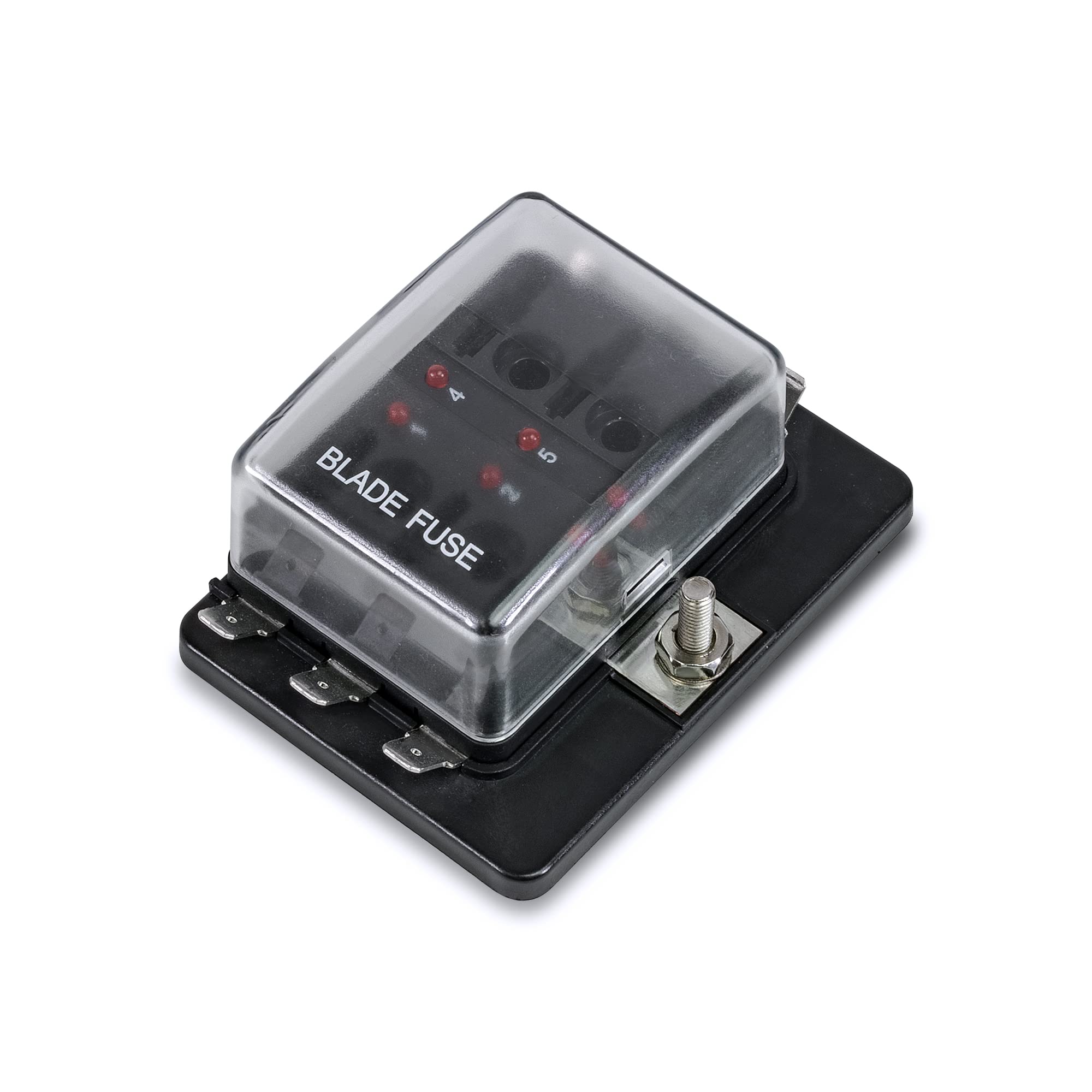 True Mods 6 Way Blade Fuse Box for Automotive [ATC/ATO Blade Fuses] [100 Amp][LED Indicator] [Protection Cover] [10-30V DC; 12V]