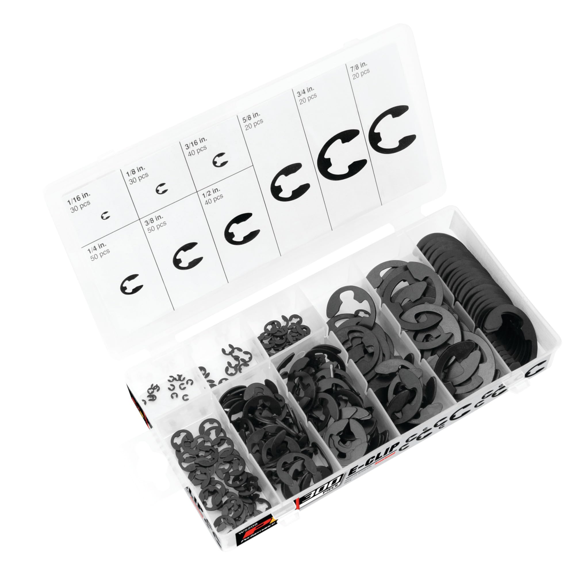 Performance Tool W5208 300Pc E-Clip Assortment, Black