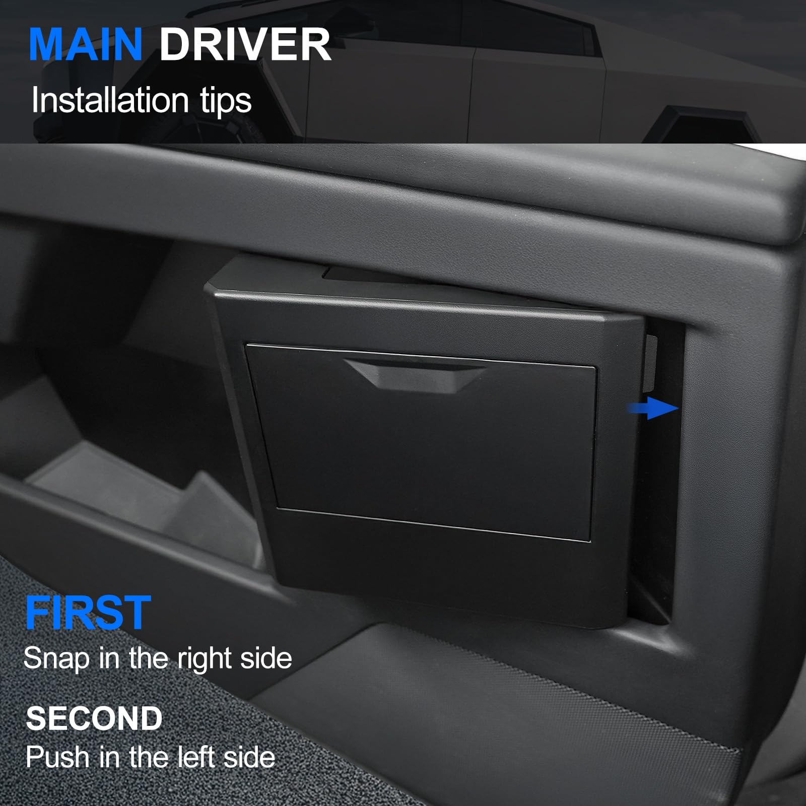 Elecfresh Door Built-in Hidden Storage Organizer for Cybertruck Accessories, Both Driver and Passenger Side Door Garbage Tray wi