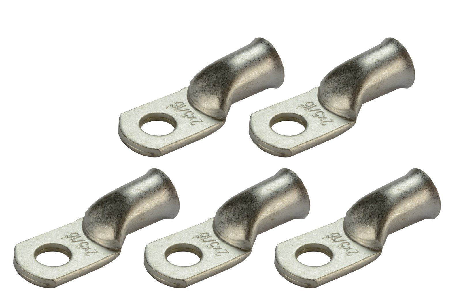 Temco 5 Pack Tinned Copper Welding Battery Cable Ends, Lugs Terminal 2 Awg 5/16'' Hole - Marine Grade (6 Awg To 1/0 Awg Options