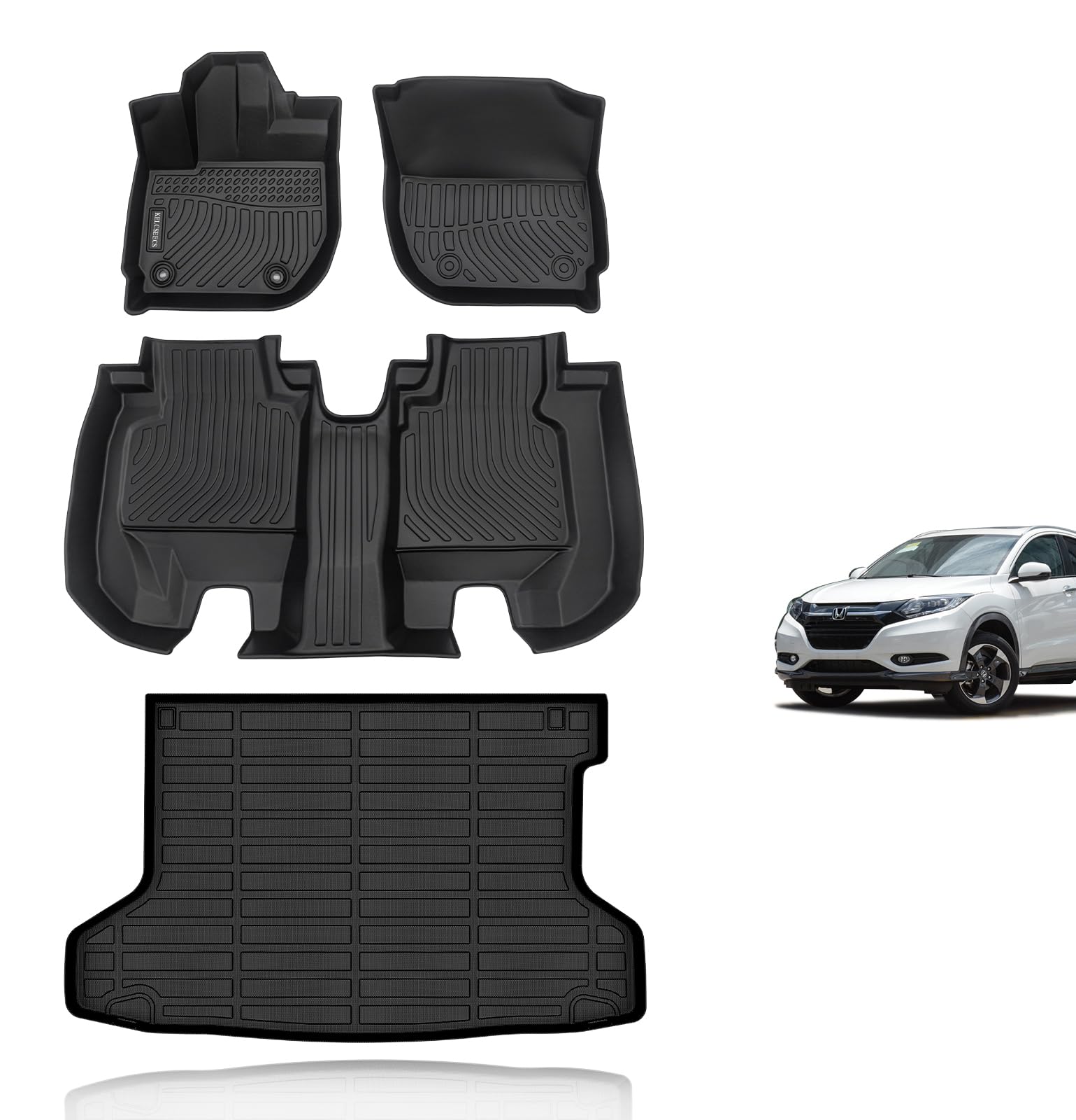 KELCSEECS Floor Mats & Cargo Liner Custom for 2016 2017 2018 2019 2020 2021 2022 Honda HR-V (FWD Model) Car Mats Cargo Mat Trunk