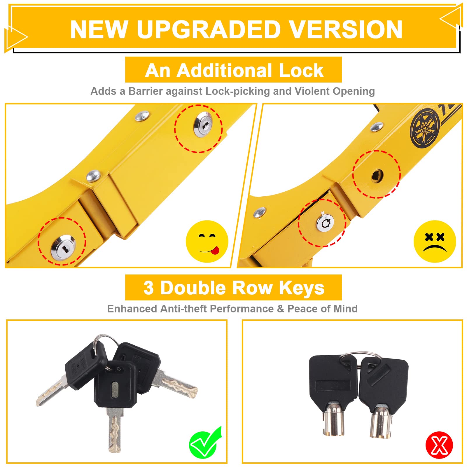 Turnart Wheel Lock Clamp Adjustable Anti-Theft Lock Reinforced Tire Lock Clamp Boot Tire Claw For Parking Car Truck Rv