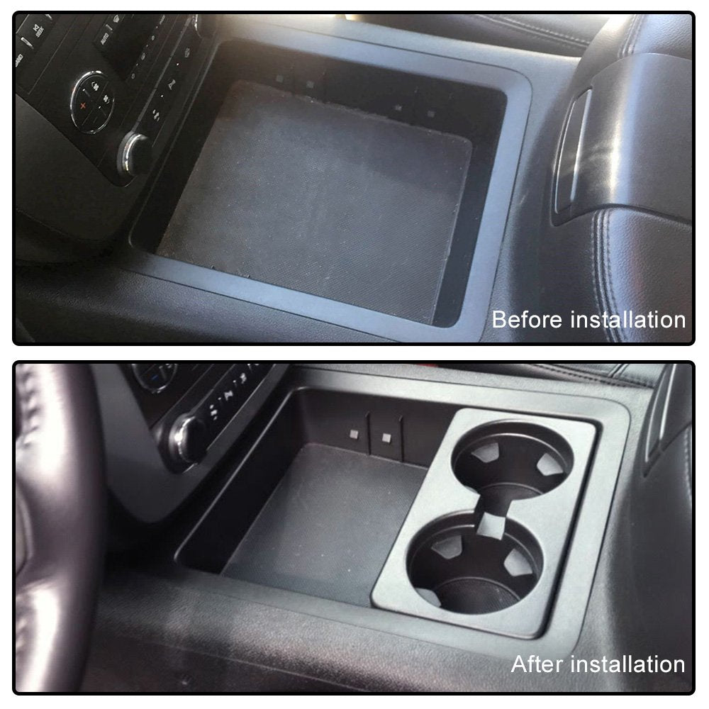 Pit66 Dual Cup Holder Insert Compatible With 2007-2014 Chevy Silverado Avalanche Suburban Sierra Yukon Escalade Drink Holder