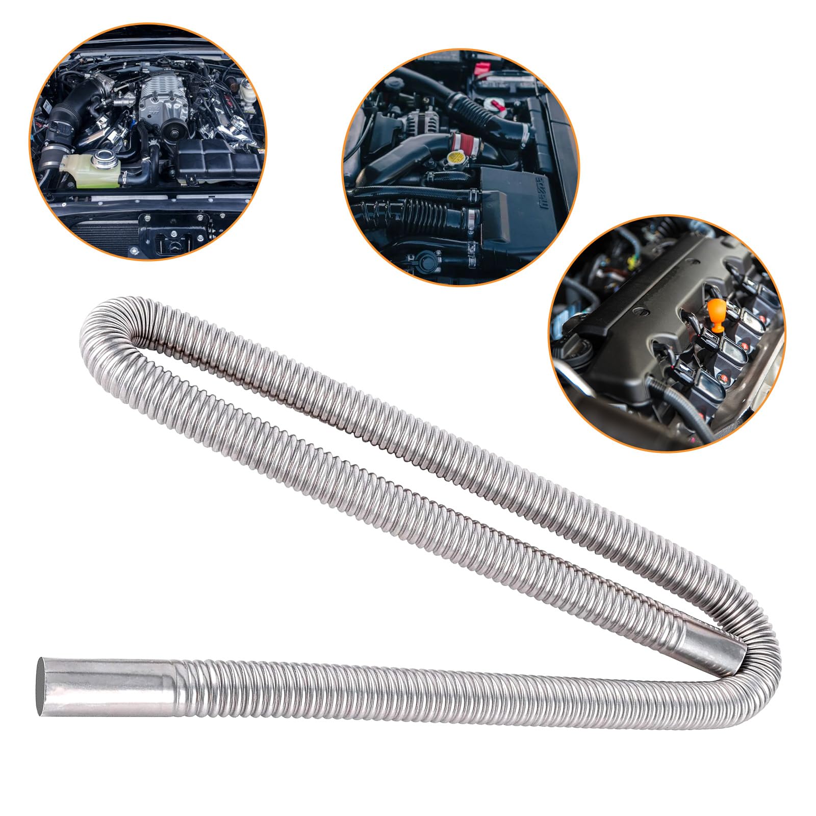 Parking Air Heater Exhaust Pipe, 2.5Cm/1In Inner Stainless Steel Exhaust Pipe Parking Air Heater Fuel Tank Diesel Gas Vent Hose