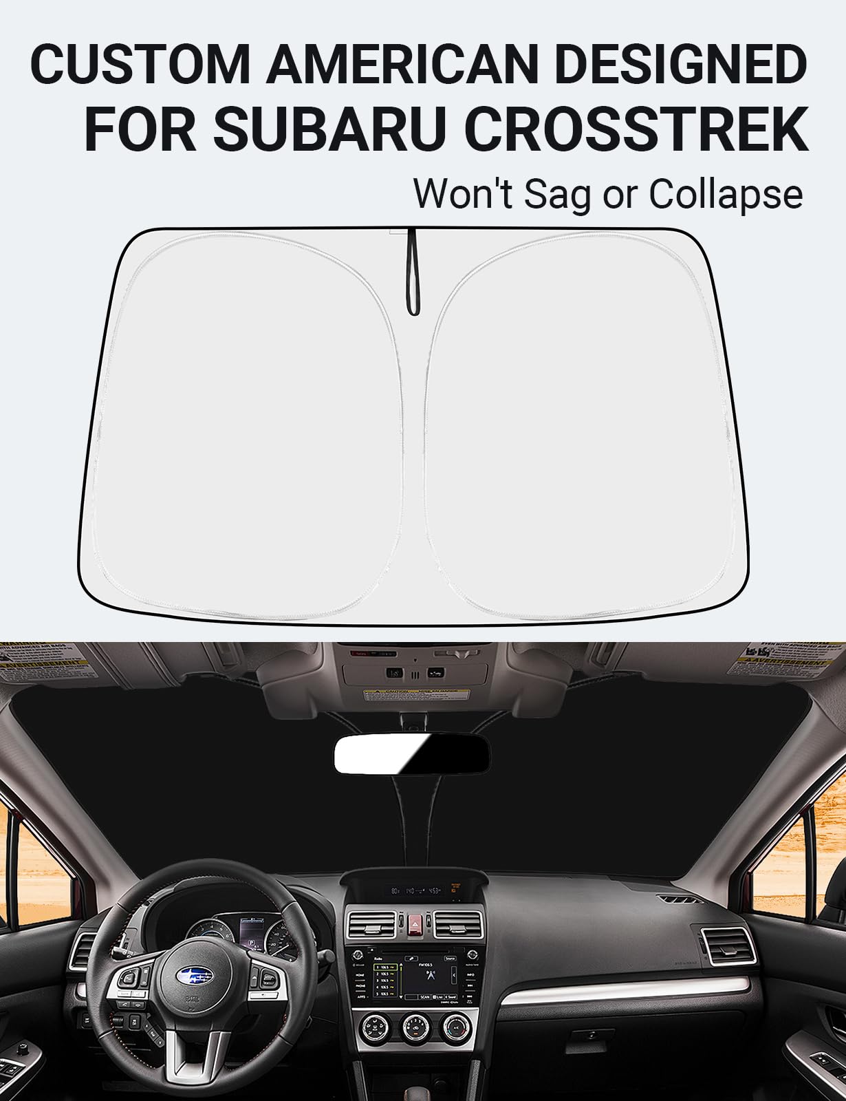Proadsy 2024 Upgrade Front Windshield Sun Shade Foldable Sunshade Protector Sun Visor Custom Fit 2012-2017 Subaru Crosstrek, 2.0I Premium Limited Wagon Accessories