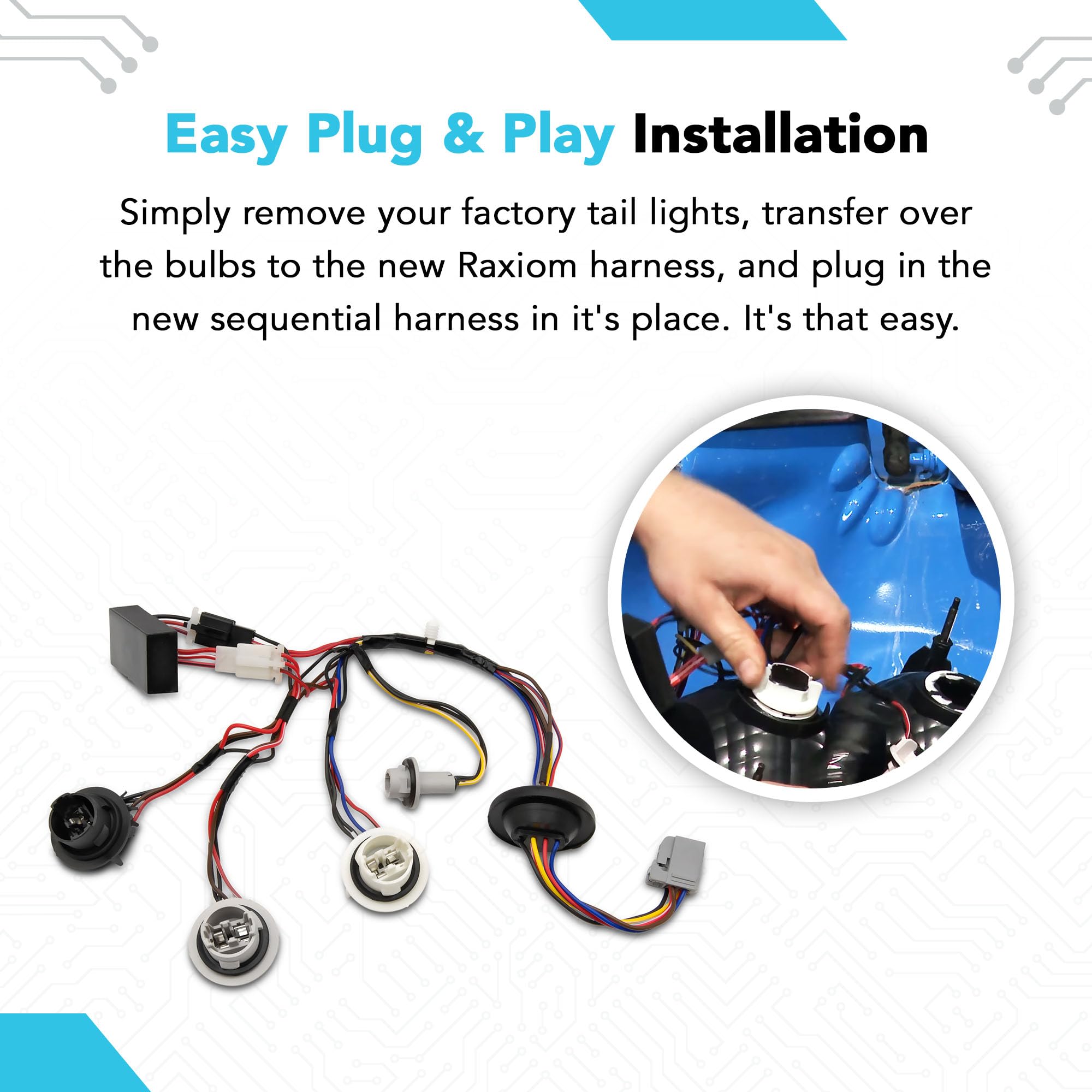 Raxiom Sequential Turn Signal Tail Light Harness | Easy To Install Plug And Play Rear Tail Light Assembly | Fits Perfect With St
