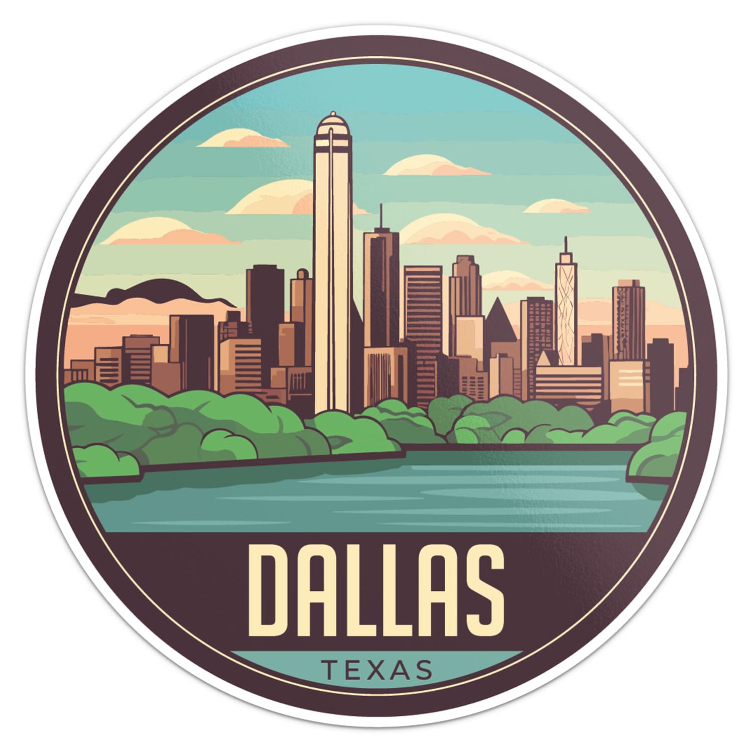 Dallas City Sticker - Waterproof Vinyl Decal for Car Bumper, Laptop, Water Bottle, Wall, and Window, Size - 5'' Longer Side