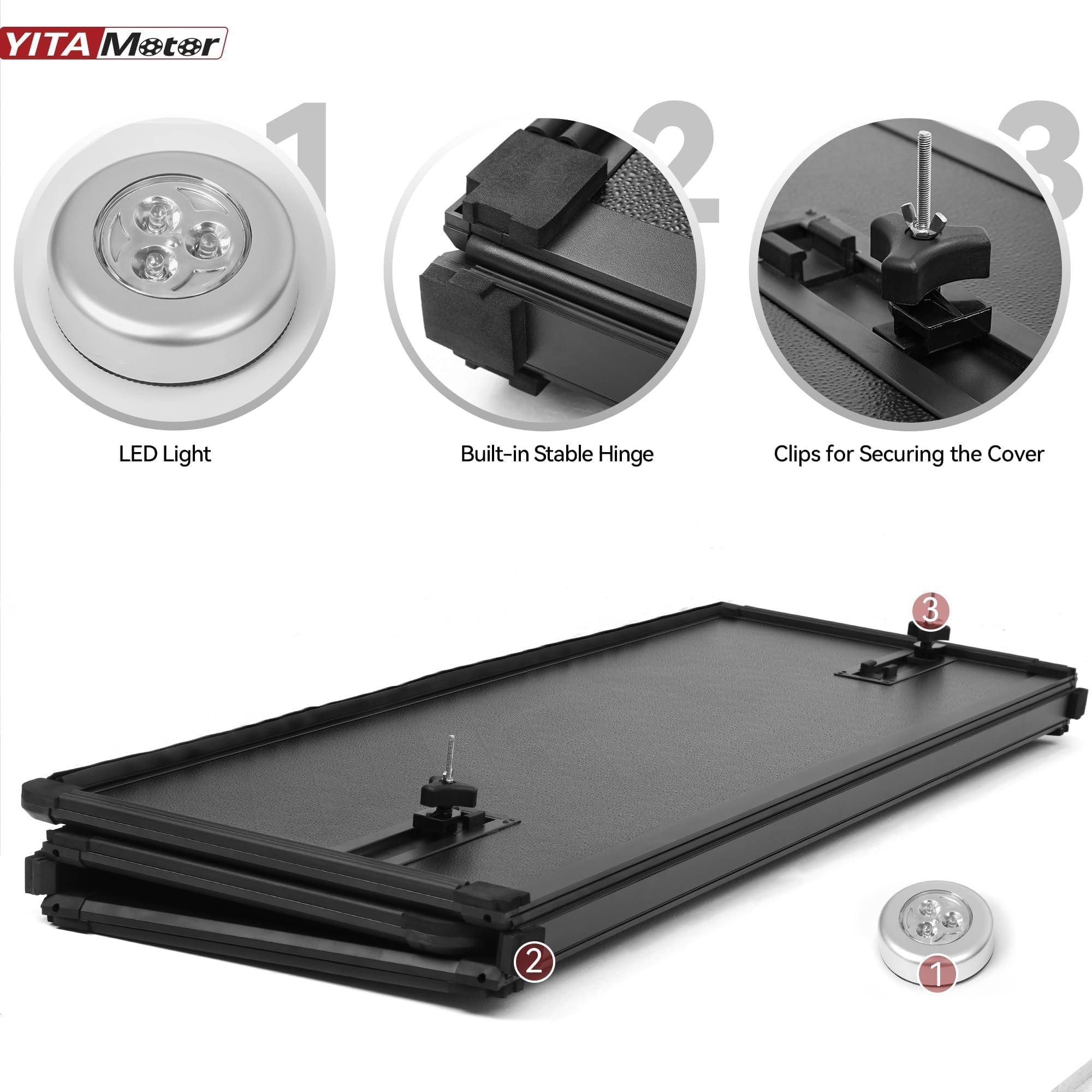 Yitamotor Frp Hard Tri-Fold Truck Bed Tonneau Cover Fits For Nissan Frontier(No M  Xico) 2005-2025, 5 Ft Bed