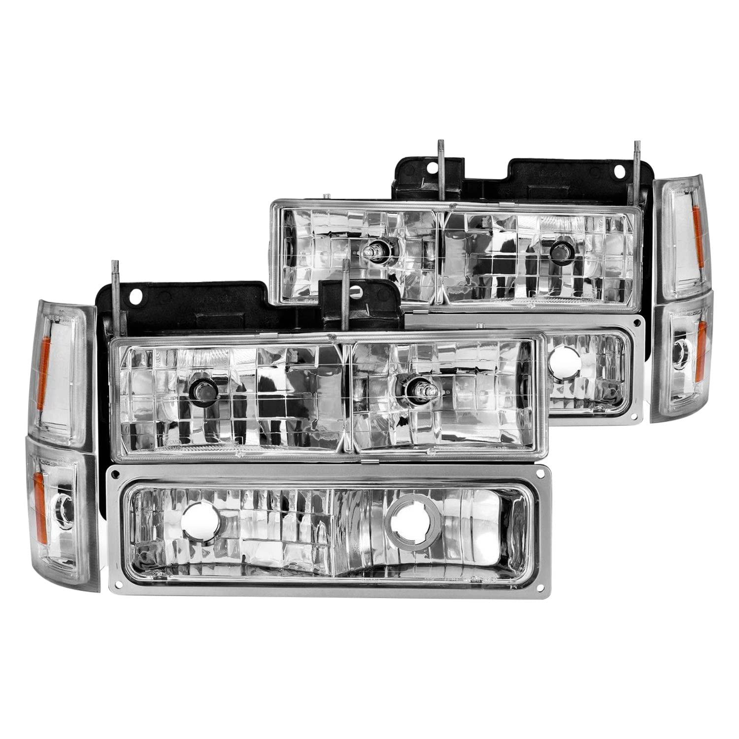 Anzo Usa - 88-98 Chevrolet C1500 Crystal Headlights Chrome W/Signal And Side Marker Lights (111506)