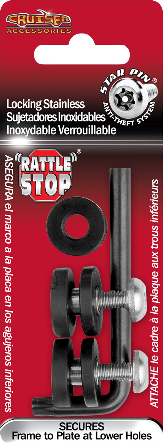 Cruiser Accessories 81400 Locking Fasteners License Plate Frame Hardware, Rattle Stop-Stainless Star Pin