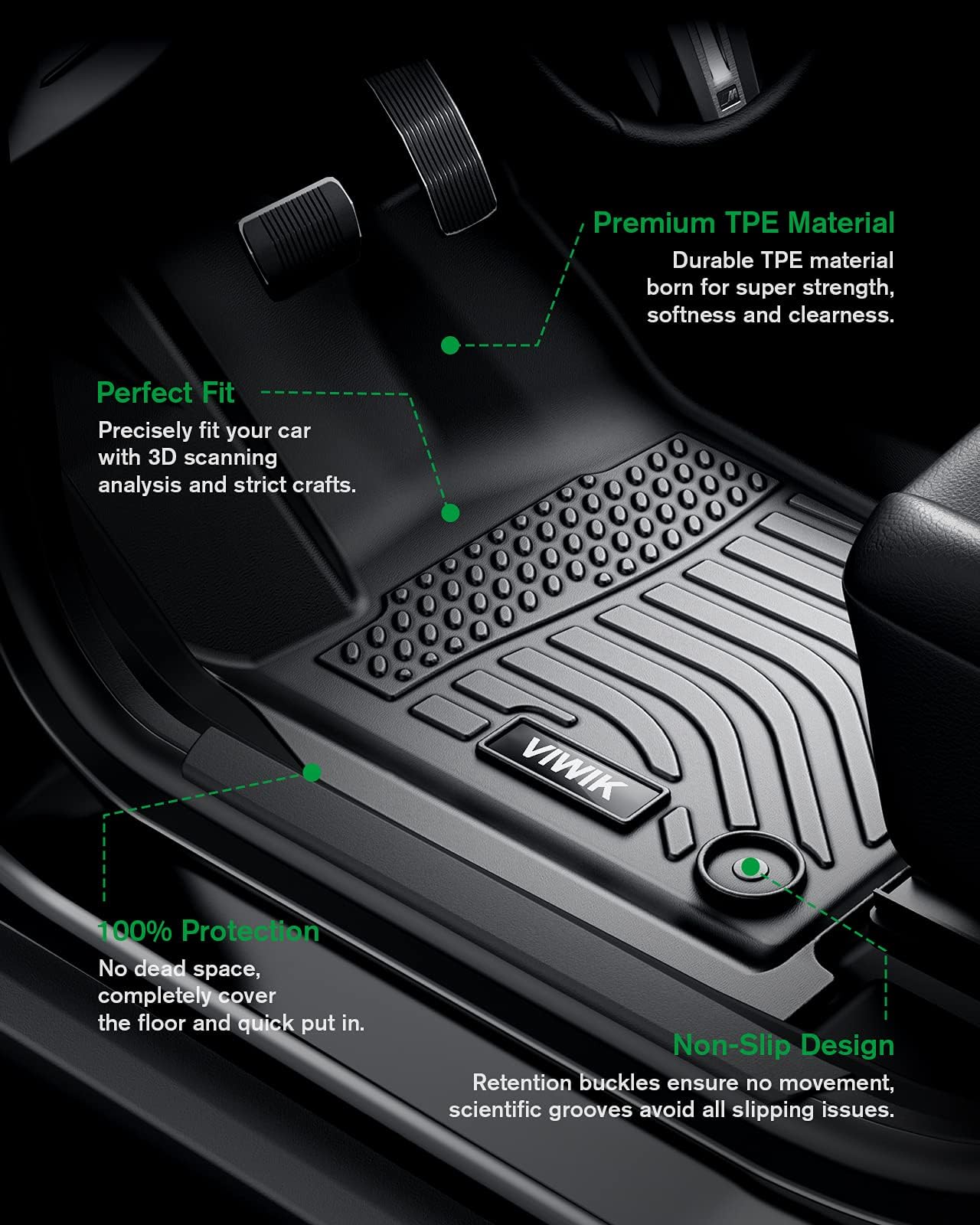 Viwik Car Floor Mats For Hyundai Tucson 2022 2023 2024 Gasoline, Tpe Rubber Car Mats All Weather Custom Floor Liners For 2022-20