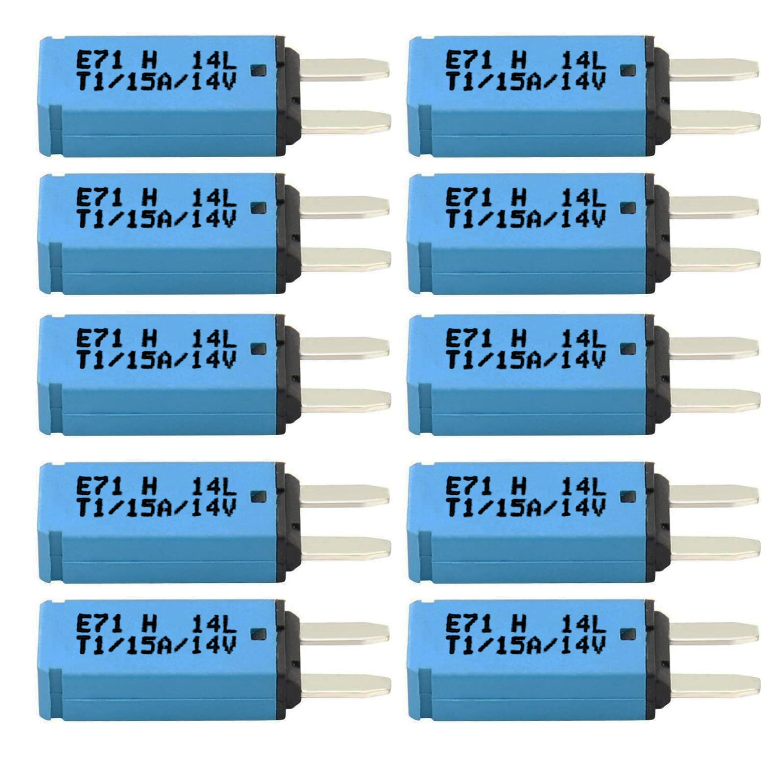 Iztor Automatic Reset Atm Mini Circuit Breaker Car Protector Blade Fuses Assortment Kit 10Pcs Dc 14V E71 T1 15 Amp
