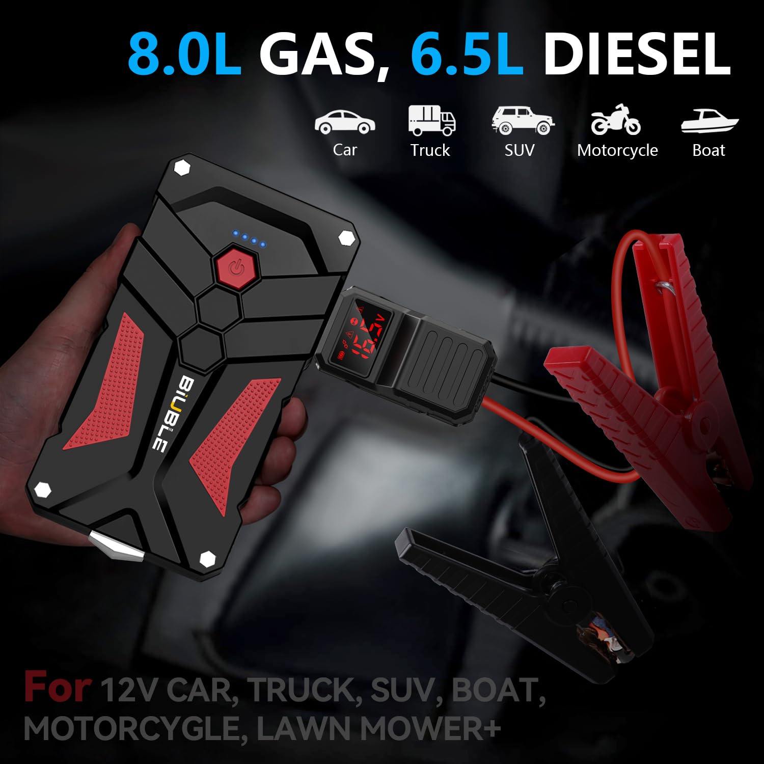 Biuble Jump Starter 12V Car Jump Starter 5000A Peak 21800Mah Auto Battery Booster Pack With Usb Quick Charge 3.0,Lithium Jump Bo