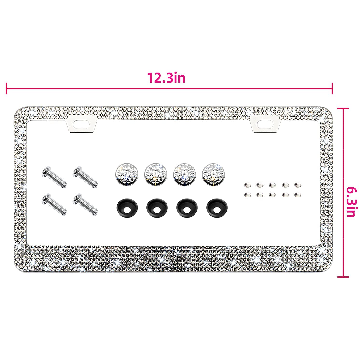 Bling Rhinestone License Plate Frame For Women 2Pc