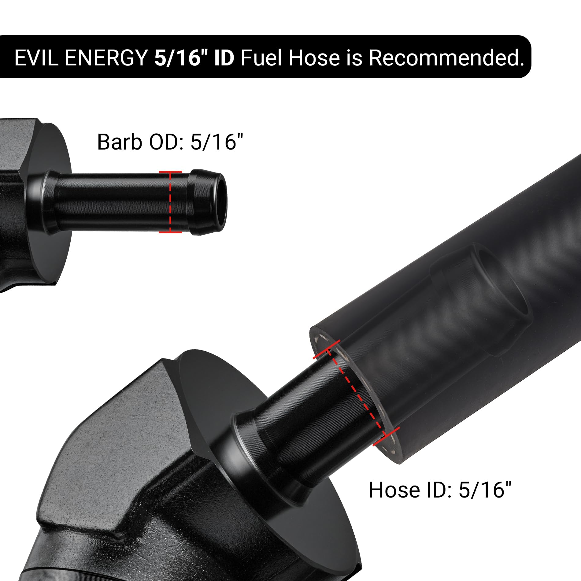 EVIL ENERGY 10AN Female to 5/16'' Barb Hose Fitting 45 Degree Swivel 2PCS