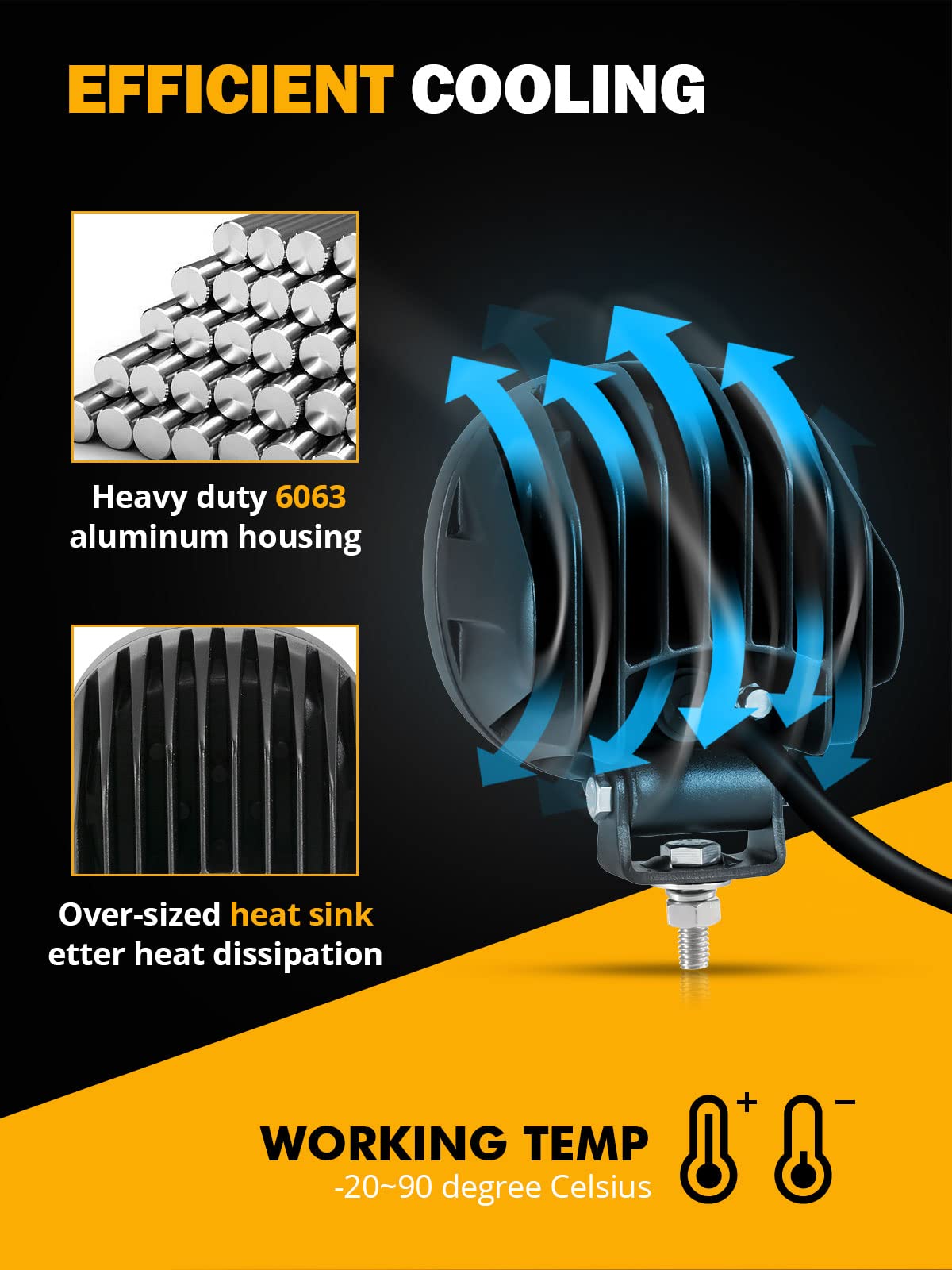 Auxbeam 4 Inch Round Led Light Pods, 90W Offroad Flood White Light Bar, Super Bright 9000Lm Driving Work Light With Dt Plug Wiri