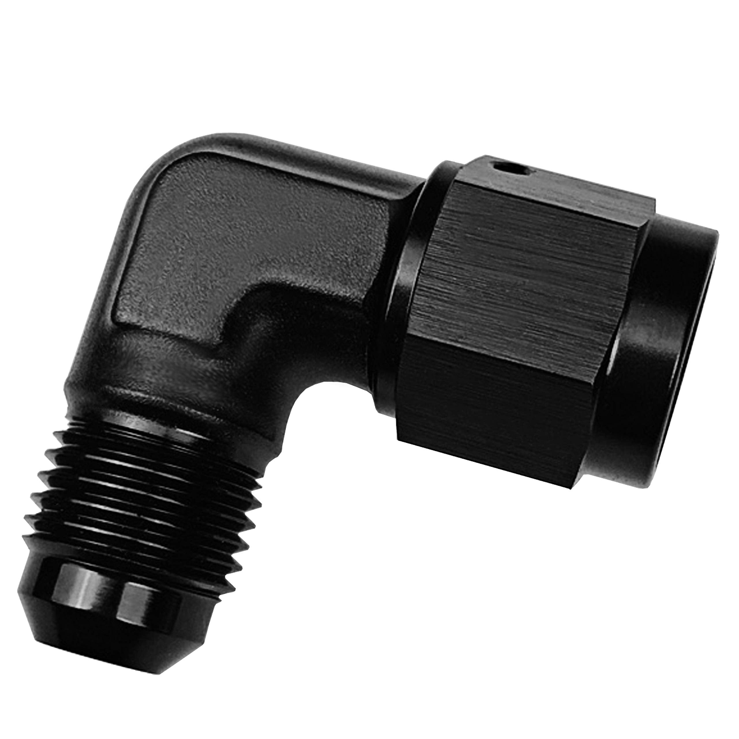 Female 10AN to Male 10 AN Flare 90 Degree Hose Union Bulkhead Fuel Fitting Adapter Forged Elbow Swivel Hose Connector Black Alum
