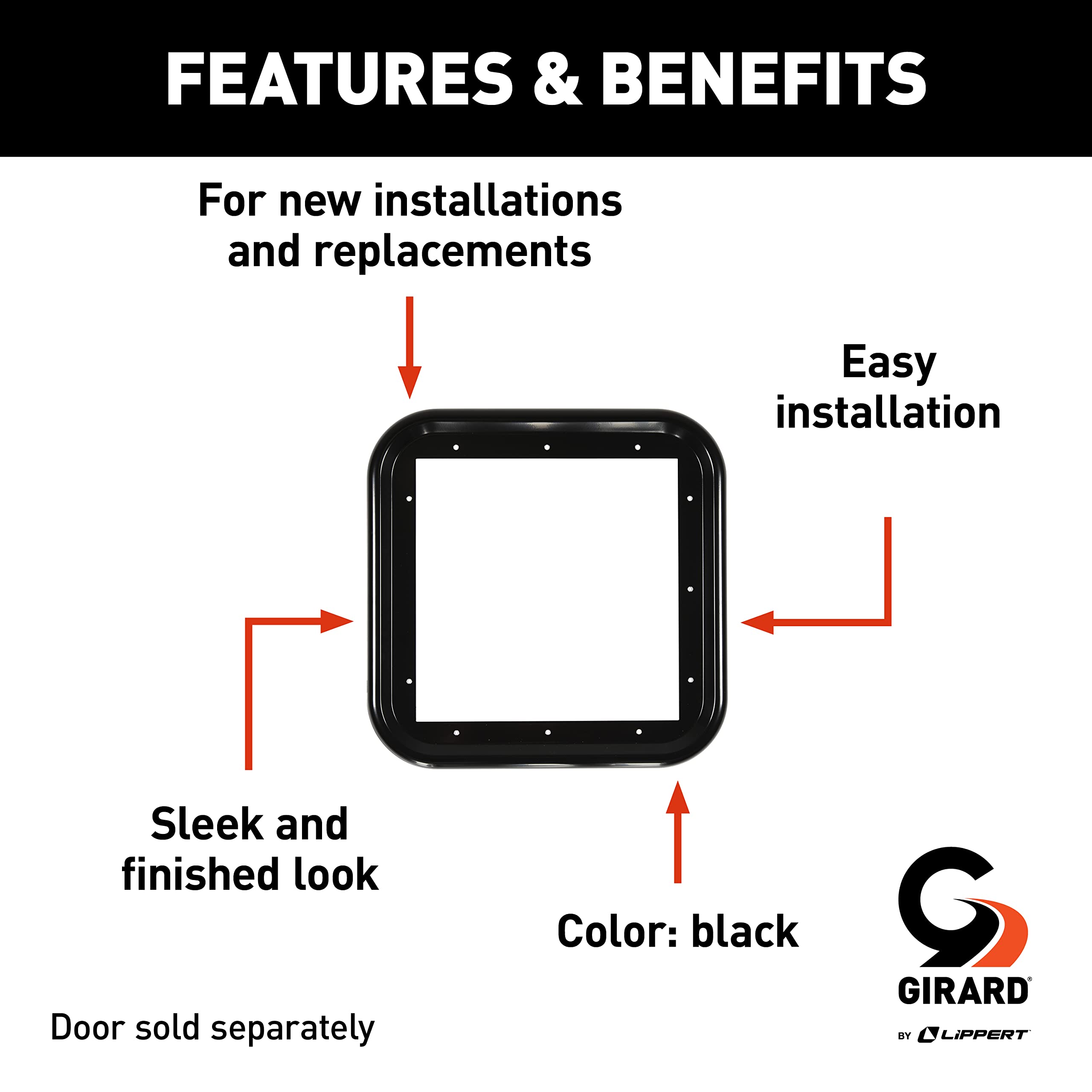 Girard Products Llc Rv Water Heater Door Trim Ring - Black
