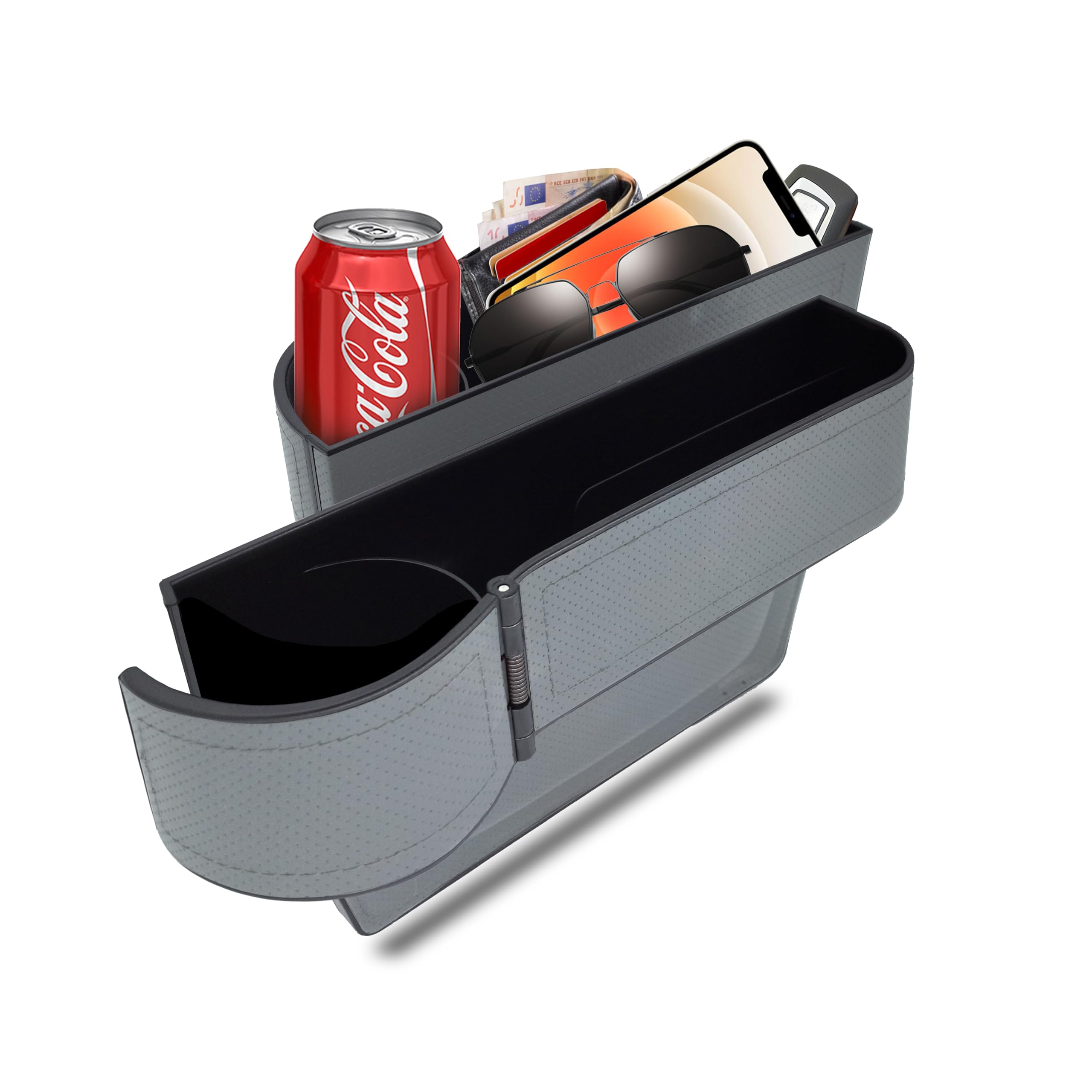 BAILISI Car seat gap filler organizer, 2 Pack multifunctional car seat organizer, car console side storage box can Holders phone