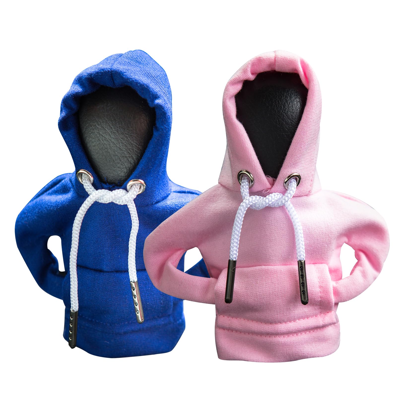 Ecdream 2Pcs Car Shift Knob Hoodies, Funny Sweater Hoodie For Gearshift, Automotive Interior Accessories (Blue And Pink)