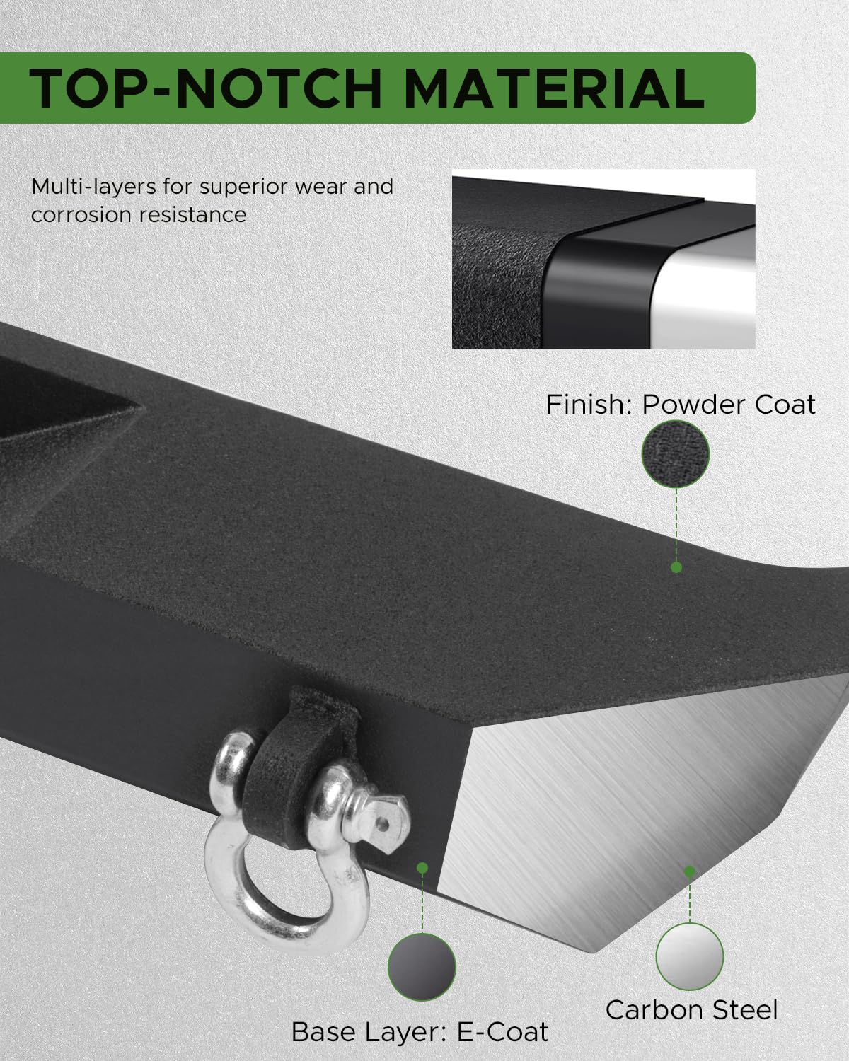 Partree Offroad Front and Rear Bumpers Compatible with Jeep Wrangler TJ YJ 1987-2006, with Winch Plate 2'' Hitch Receiver D-Ring