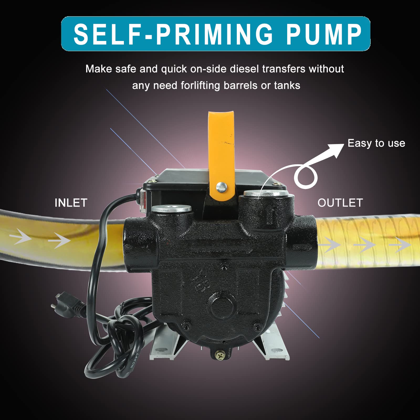 110V AC 550W Self Priming Electric Transfer Pump, 60L/min Oil Transfer Pump Fuel Diesel Kerosene Biodiesel Pumps For Vehicles, C