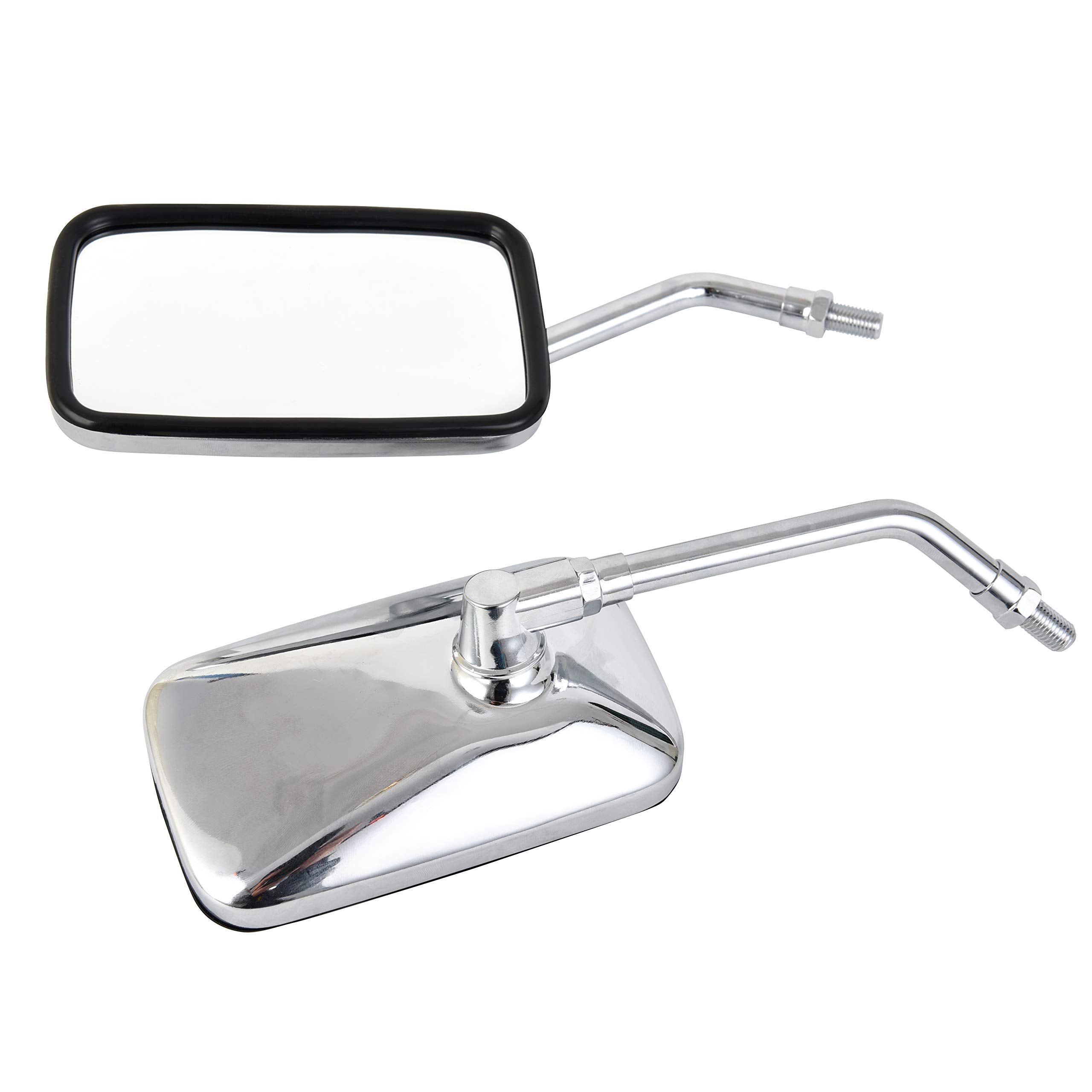 Rawsomes 10mm Chrome Motorcycle Handlebar Rearview Mirrors for Harley Kawasaki Suzuki - Medium Size 125mm x 70mm, Universal Fit