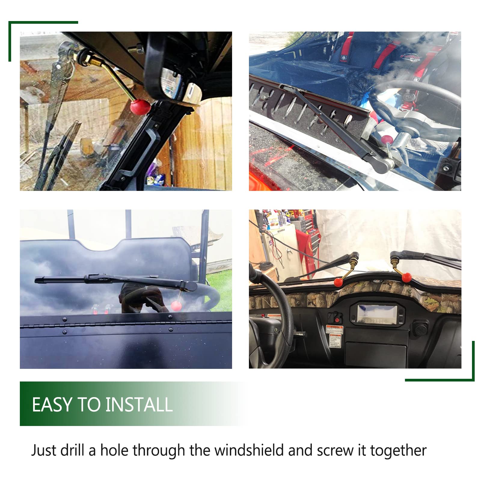 Unigt 2 Set Manual Windshield Wiper Kit Compatible With Utv Hand Operated Windshield Wiper Blades For Polairs Rzr Pro Ranger Hon