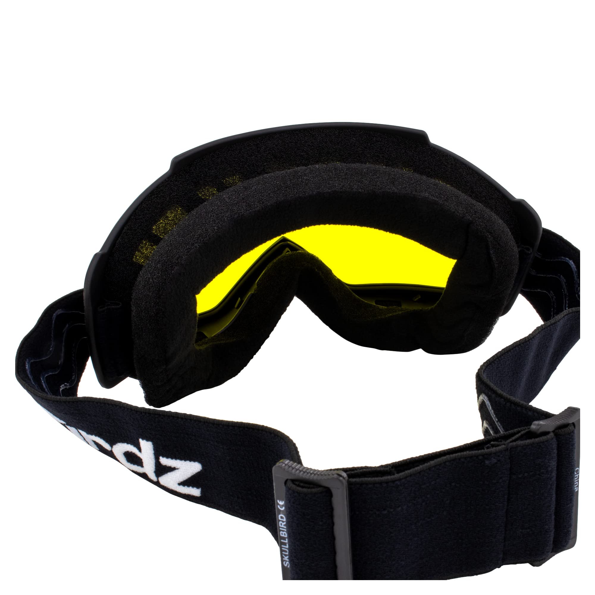 Birdz Eyewear Toucan Motorcycle Atv Utv Motocross Ski Padded Goggles With Detachable Nose Guard Black Frame With Smoke Lens (Yellow)