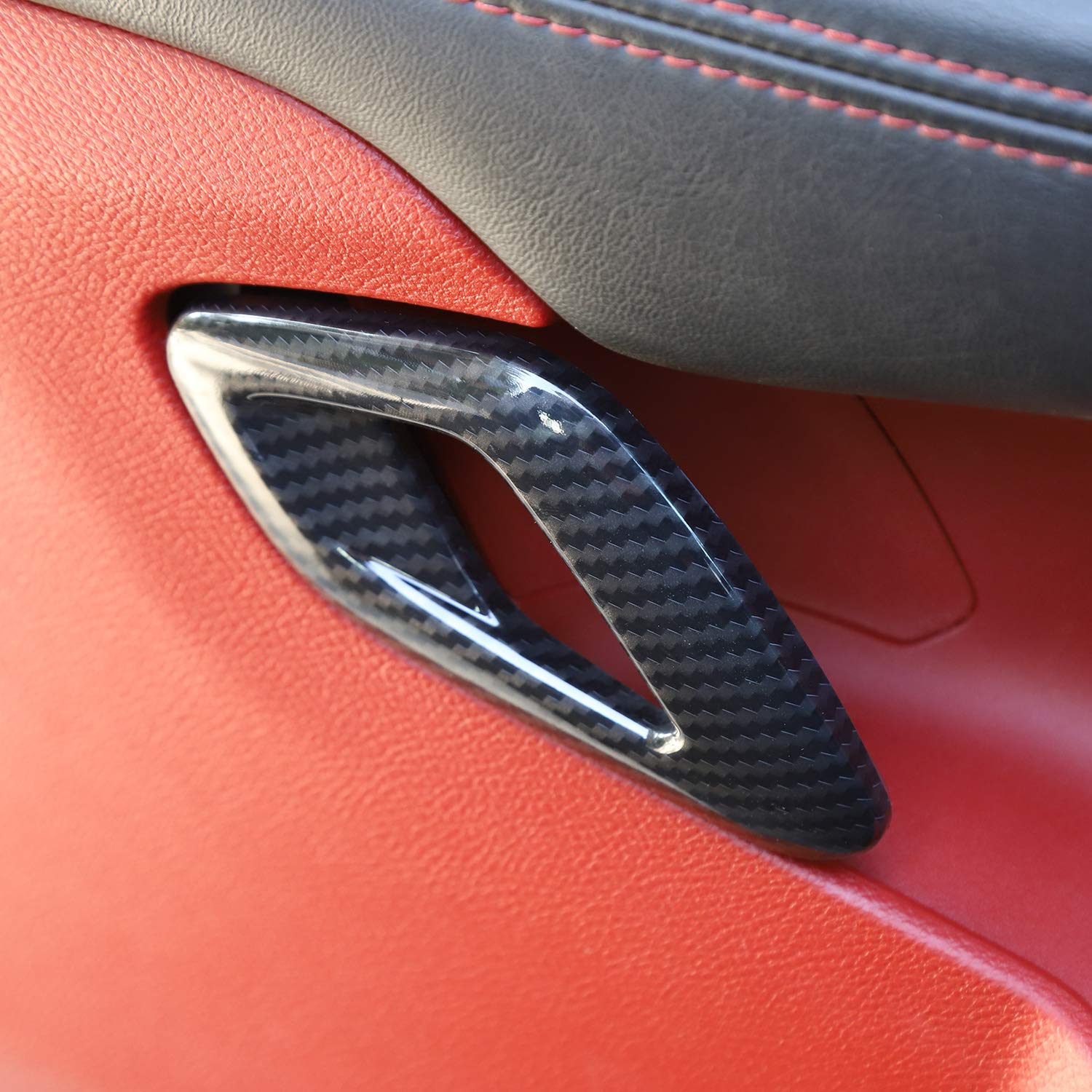 For Challenger Inner Door Handle Cover Trim Accessories For Dodge Challenger 2015-2023 (Carbon Fiber Black Style,Abs,2Pcs/Set)