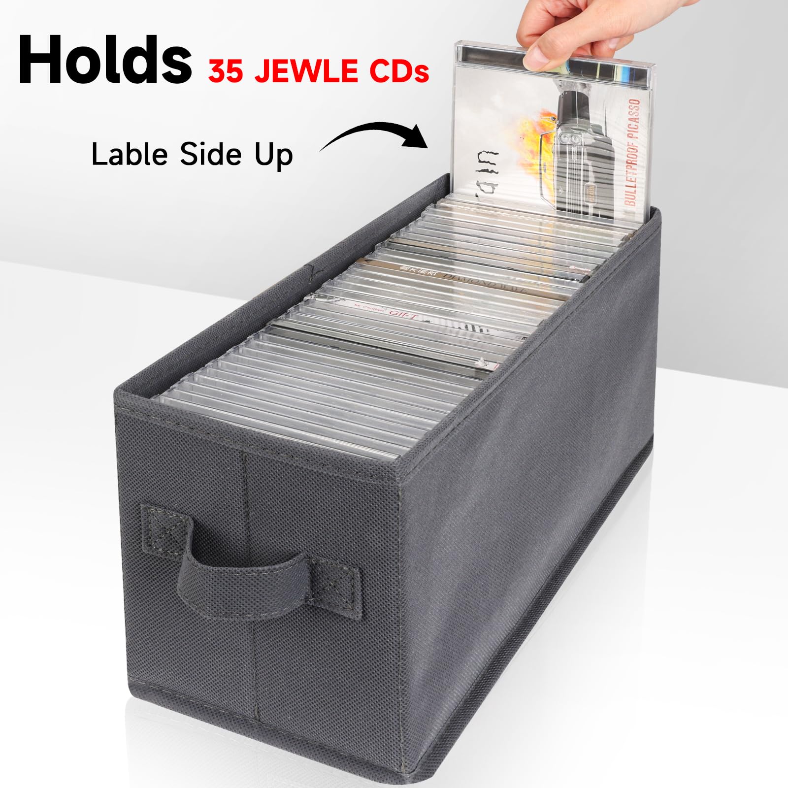 Nuswor Upgrades Cd Storage Box - Perfect Cd Case Storage Solution, Stackable Cd Organizer With Lid, 2Pack Cd Holder 14.37 X 5.5