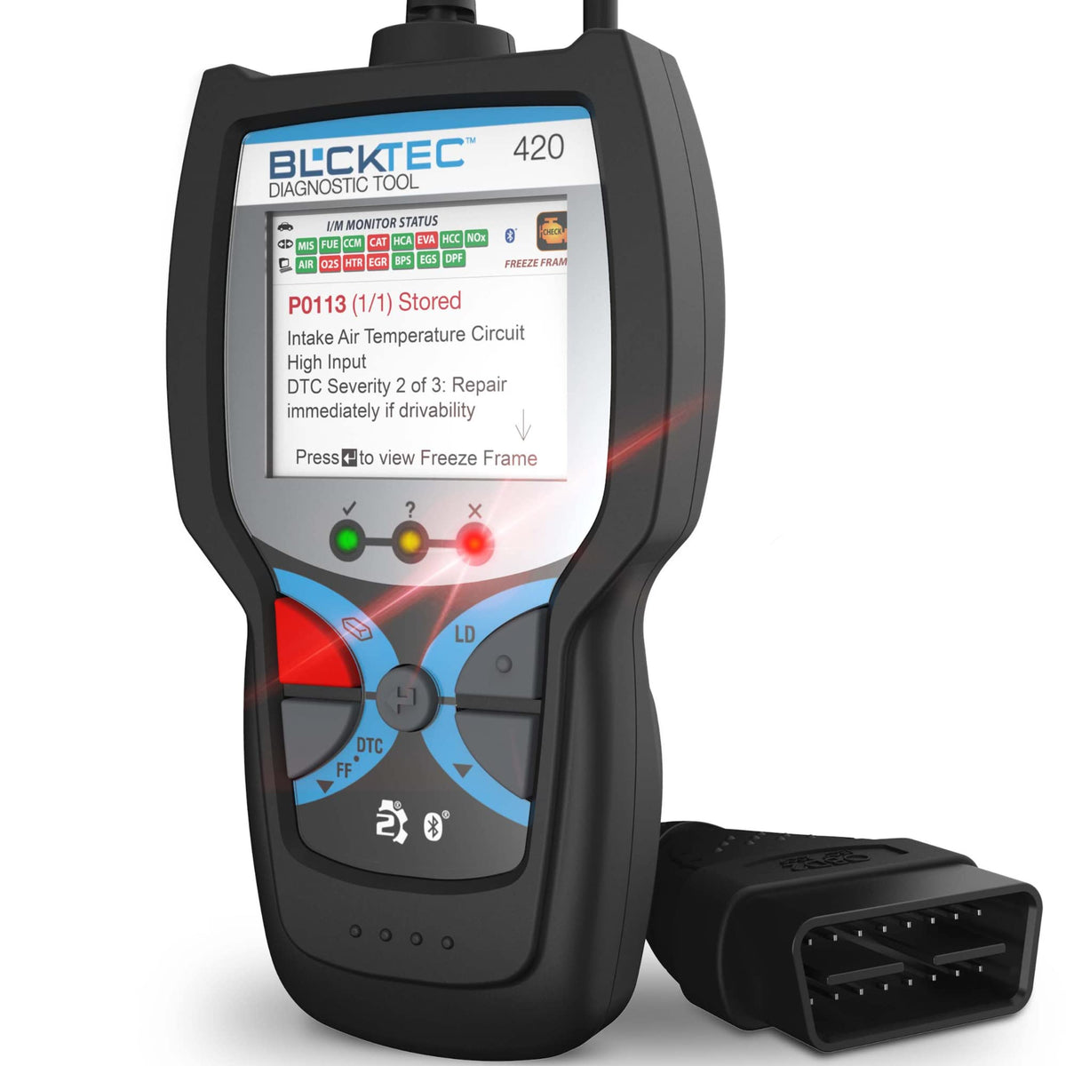 Blcktec 420 Bluetooth Obd2 Scanner Diagnostic Tool - Vehicle Code Reader For Car - Clears Check Engine Light - Comes With Premiu