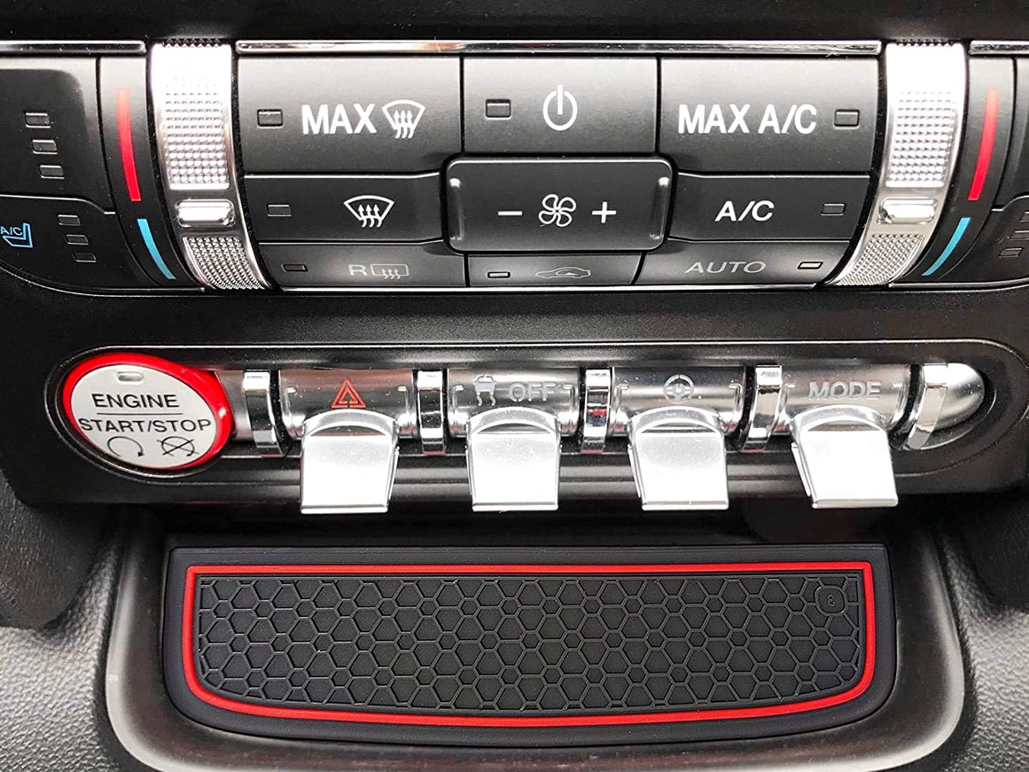 Auprite Non-Slip Mats For Mustang Accessories 2015-2023, Custom Fits Cup Holder Liners Mats Door Pocket Center Console Liners,5P