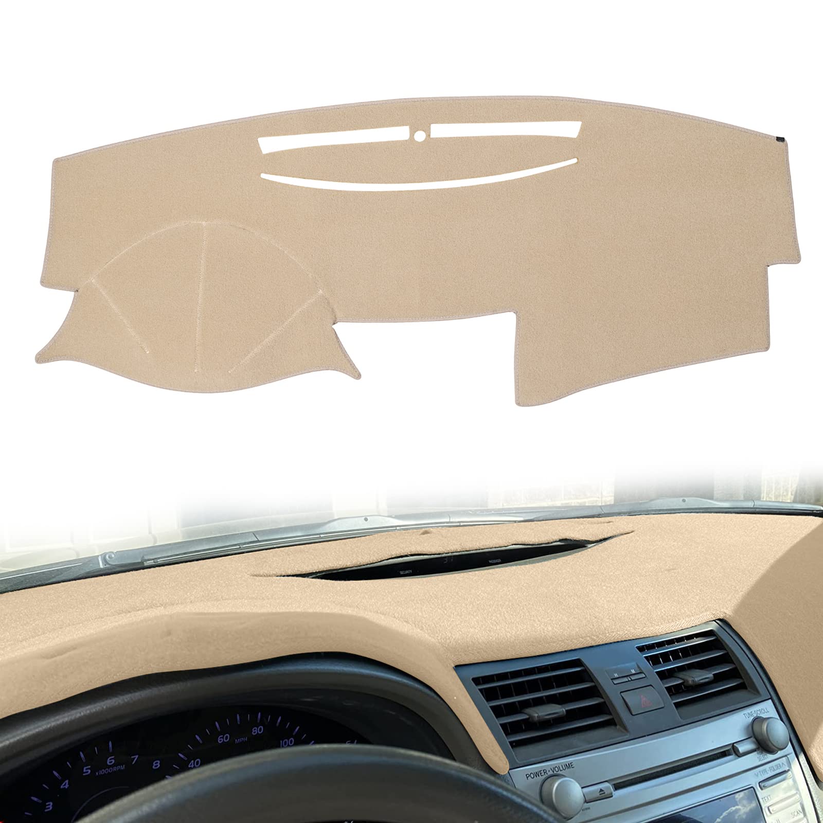 HanLanKa Car Carpet Dashboard Cover,Dash Cover Mat Fit for Toyota Camry 2007 2008 2009 2010 2011 (Beige)