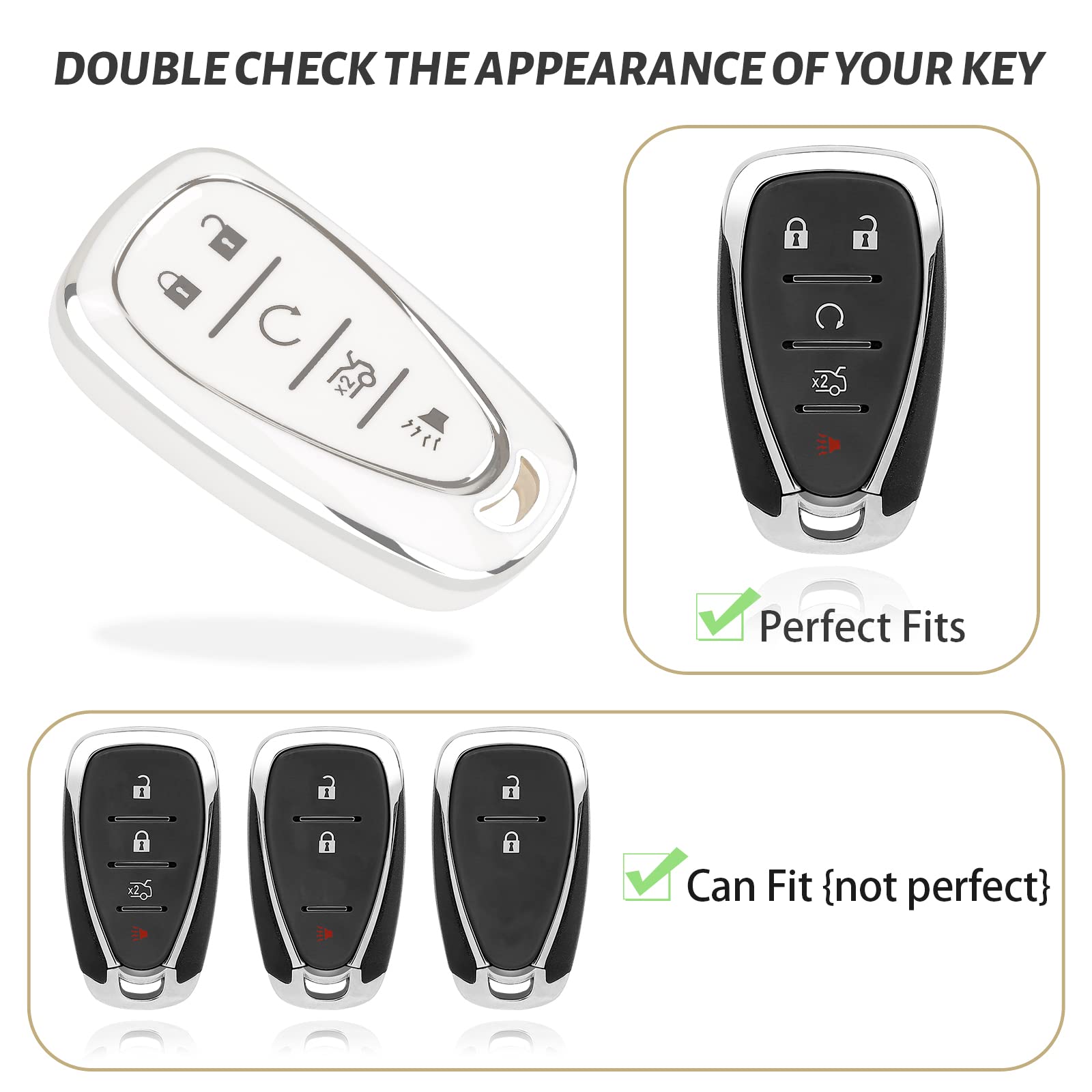 COGEEK Key Fob Cover with Bling Lanyard, Compatible with 2017 2018 2019 2020 2021 Malibu Camaro Trax Traverse Sonic Cruze Equino