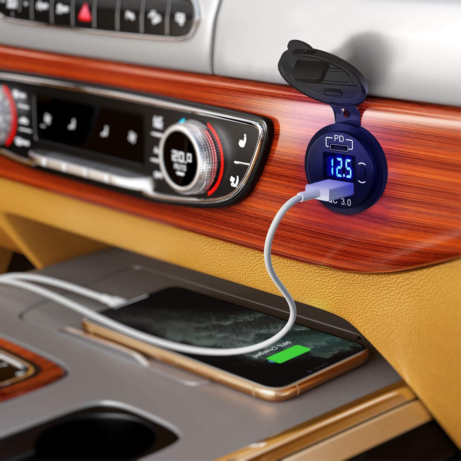 Nilight Quick Charge Socket Pd Type C And Qc 3.0 Usb Fast 12V 24V Car Outlet Voltmeter On Off Switch Fused Wire Kit Dual Charger