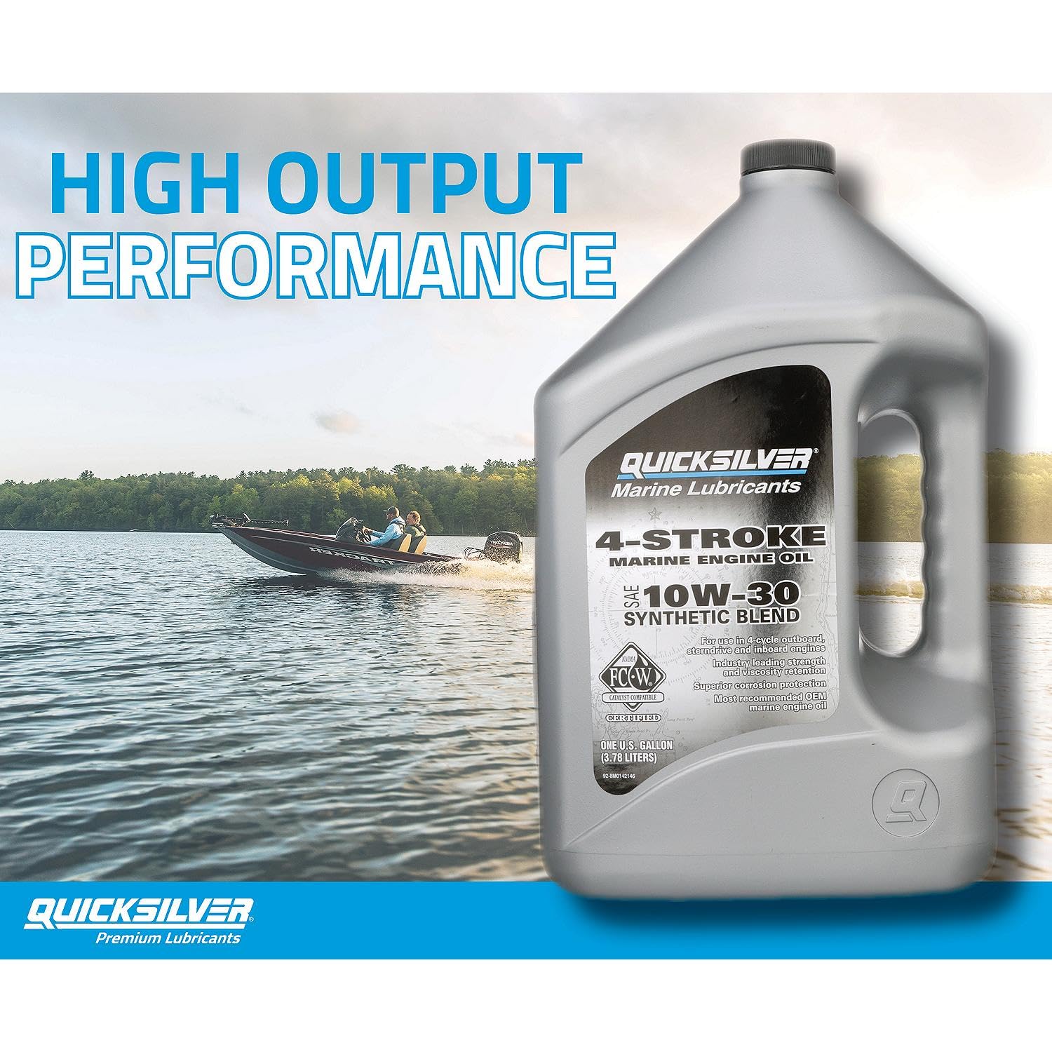 Quicksilver 10W-30 4-Stroke Synthetic Blend Marine Outboard and Sterndrive Engine Oil, 1 Gallon