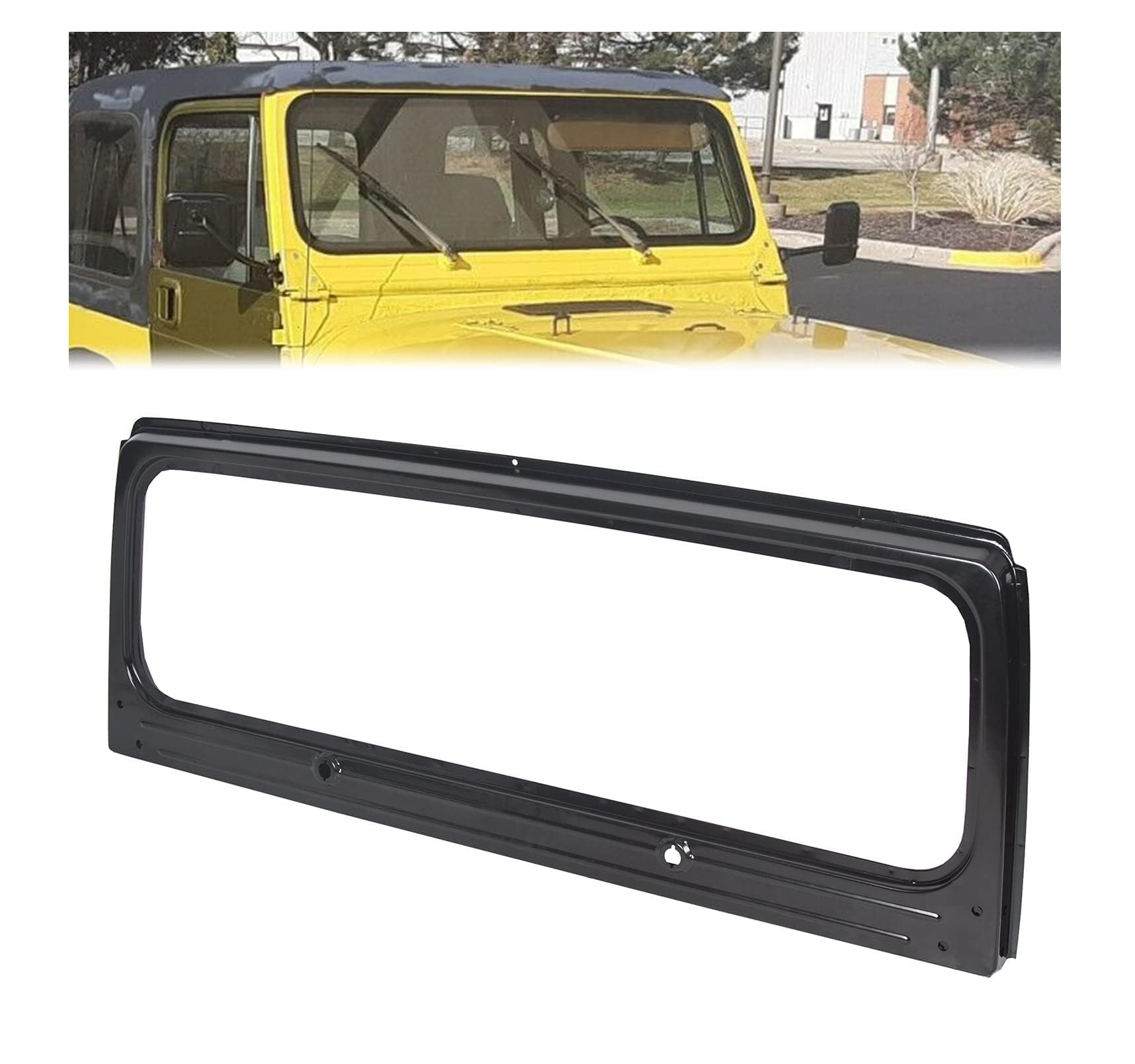 Kuafu Front Windshields Frame Steel Compatible With 1987-1995 Jeep Wrangler Yj (Replace For Ch1280101 55174576)