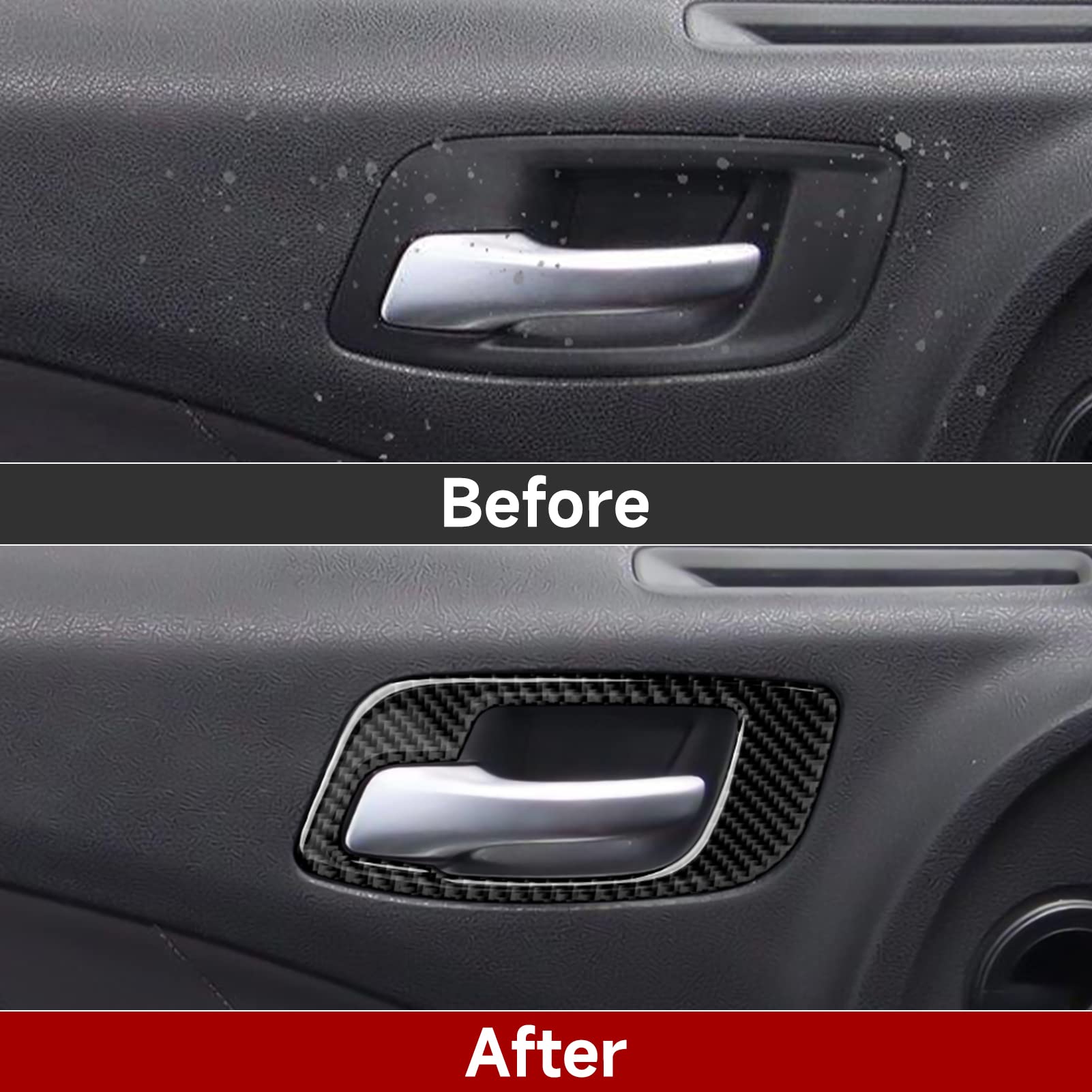 Brmyl Inner Door Handle Bowl Cover Decals For 2011-2023 Dodge Charger/Chrysler 300 Accessories Carbon Fiber Interior Stickers (W