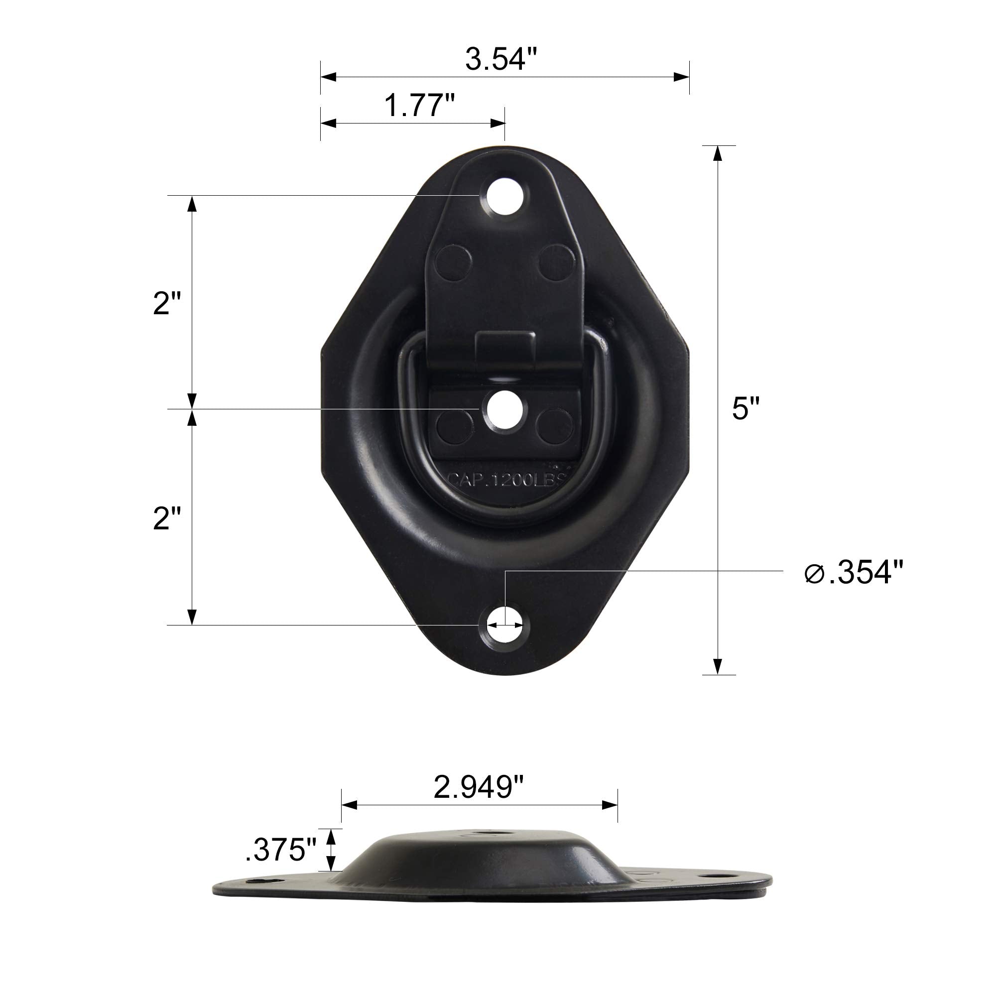 Lonffery 6 Pack Recessed D-Ring Tie Down Anchors (1200 Lb. Capacity), Heavy Duty Kit For Tie Down Straps, Car, Cargo Truck Bed,