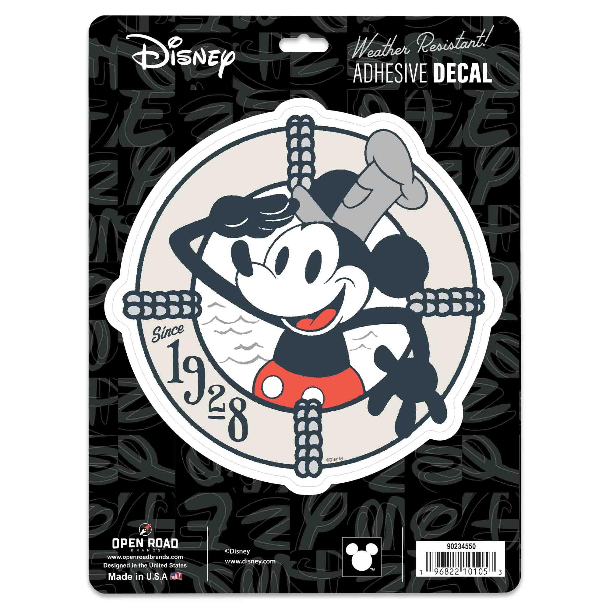 Disney Mickey Mouse Adhesive Vinyl Decal - Vintage Steamboat Willie Sticker for Car - Perfect for Disney Fans