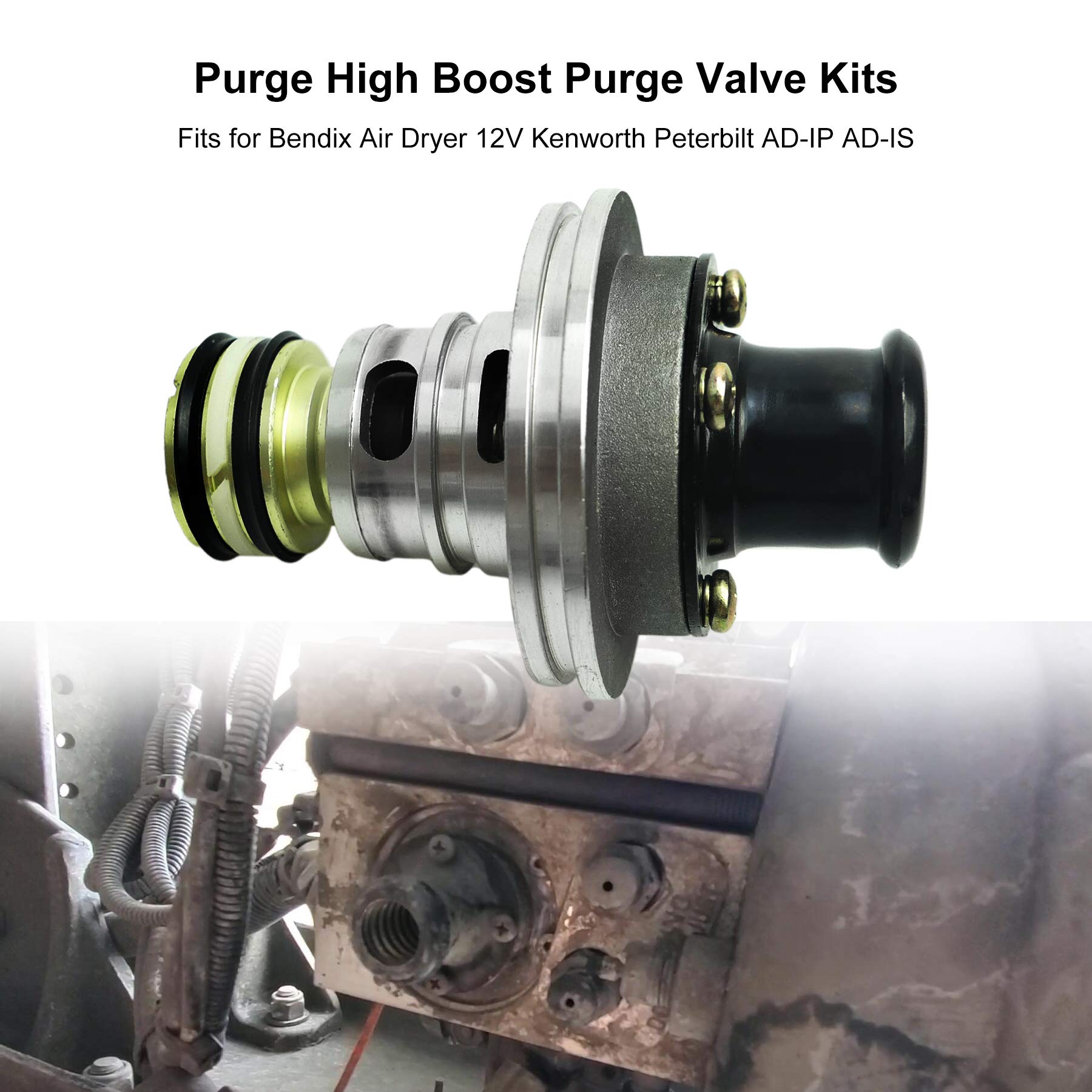 Purge High Boost Purge Valve Kits with Gasket Fits for Bendix Air Dryer 12V Kenworth Peterbilt AD-IP AD-IS Replace 801266 065612