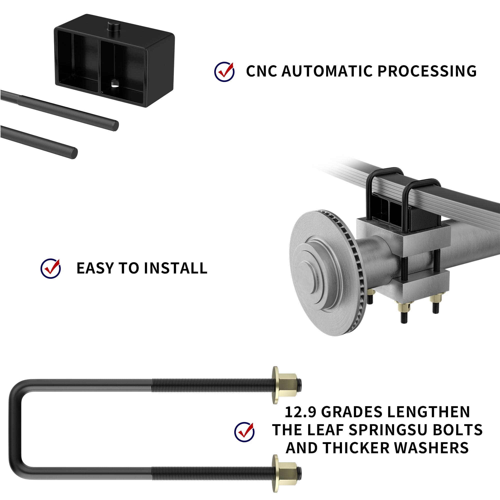 Flycle 3 Inch Rear Lift Blocks Compatible With Chevy Silverado 1500 Sierra 1500, 3'' Rear Leveling Kit For 1999-2023 Silverado 1