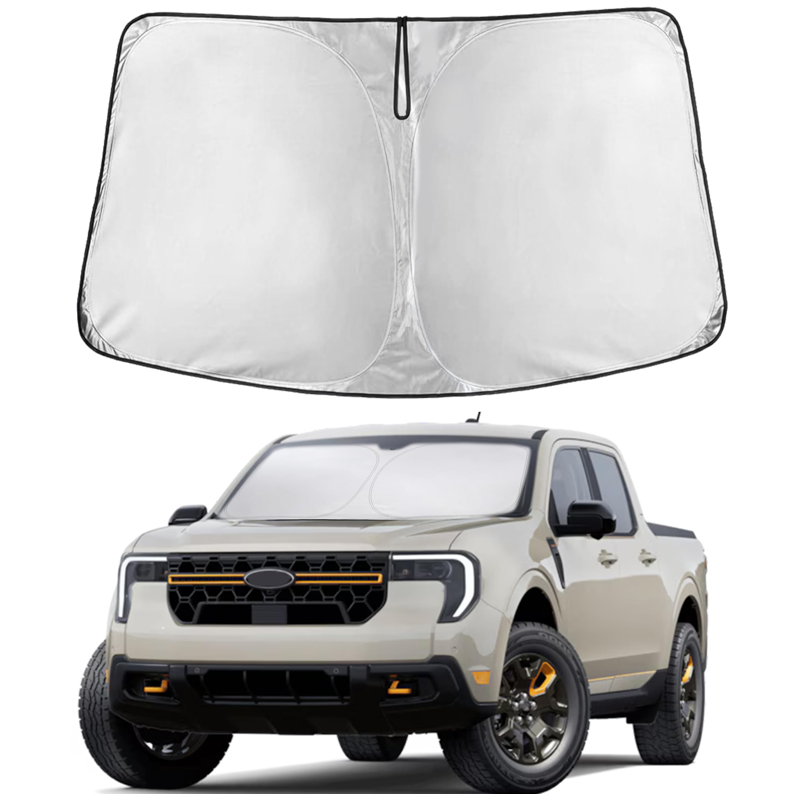 Econour Windshield Sunshade Compatible For Ford Maverick 2022-2024 2025-240T Polyester Material Cars Sun Visor Reflector Blocks